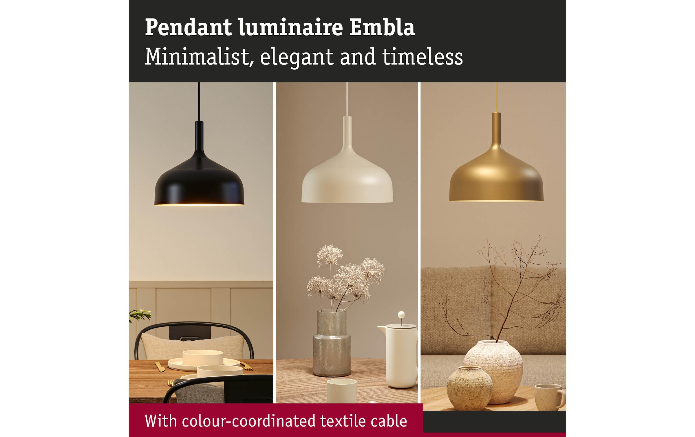 Paulmann Lampe suspendue »Pendelleuchte Embla II E27 Metall Metall«