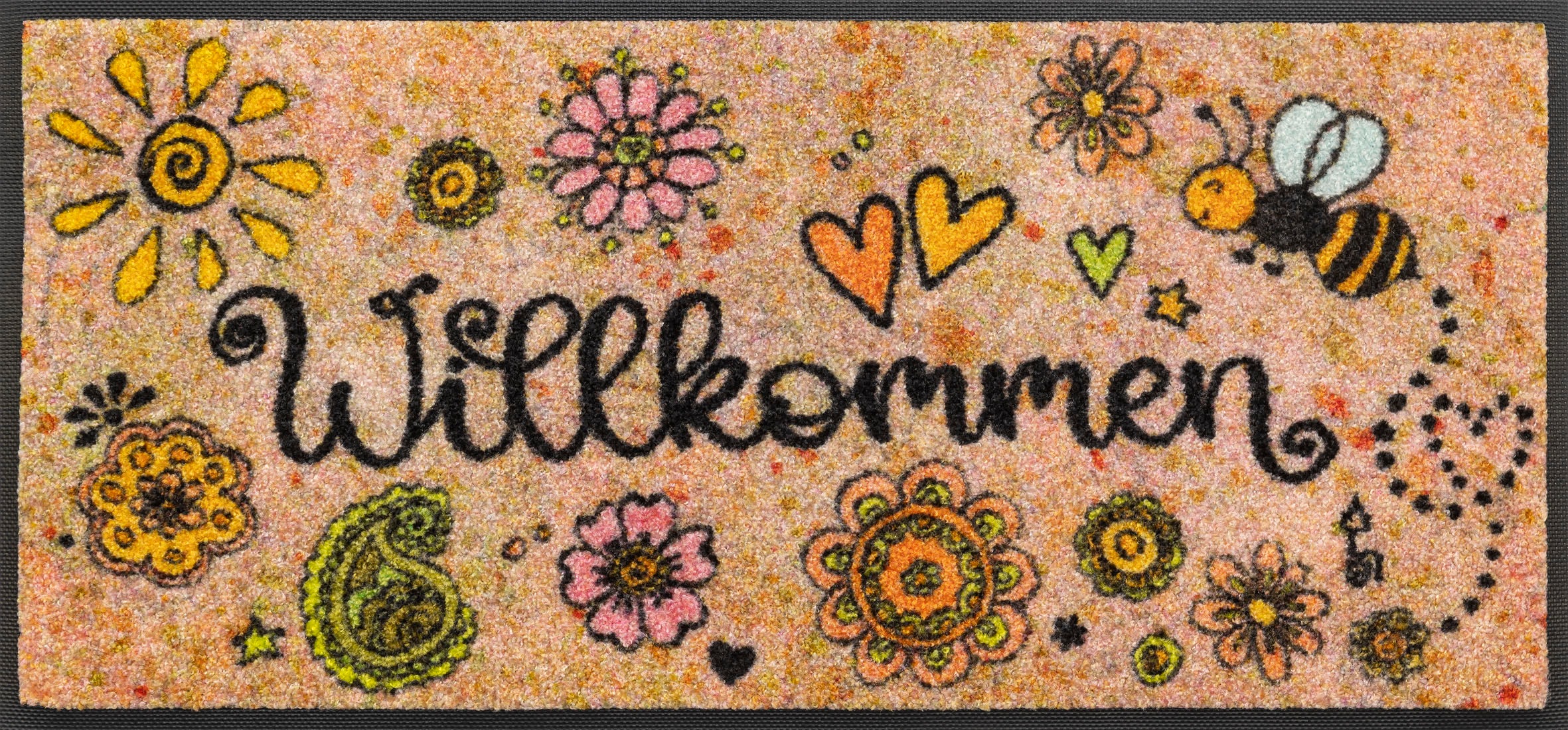 Image of wash+dry by Kleen-Tex Läufer "Bring Glück herein" rechteckig 7 mm Höhe Teppich