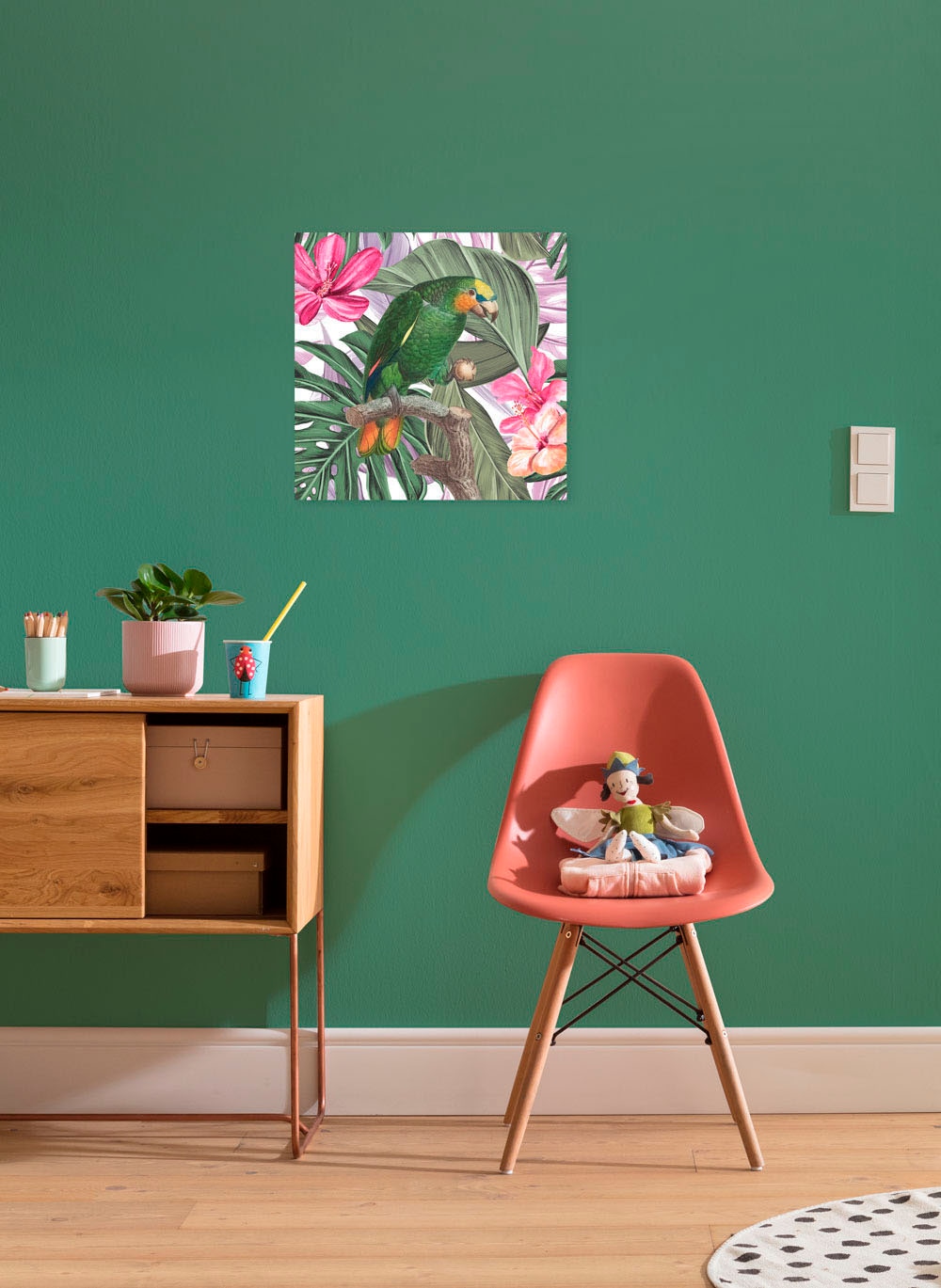Image of Komar Leinwandbild "Hibiscus Flirt - Grösse 40 x 40 cm" Natur 1 Stk. tlg. Keilrahmenbild mi Echtholzrahmen