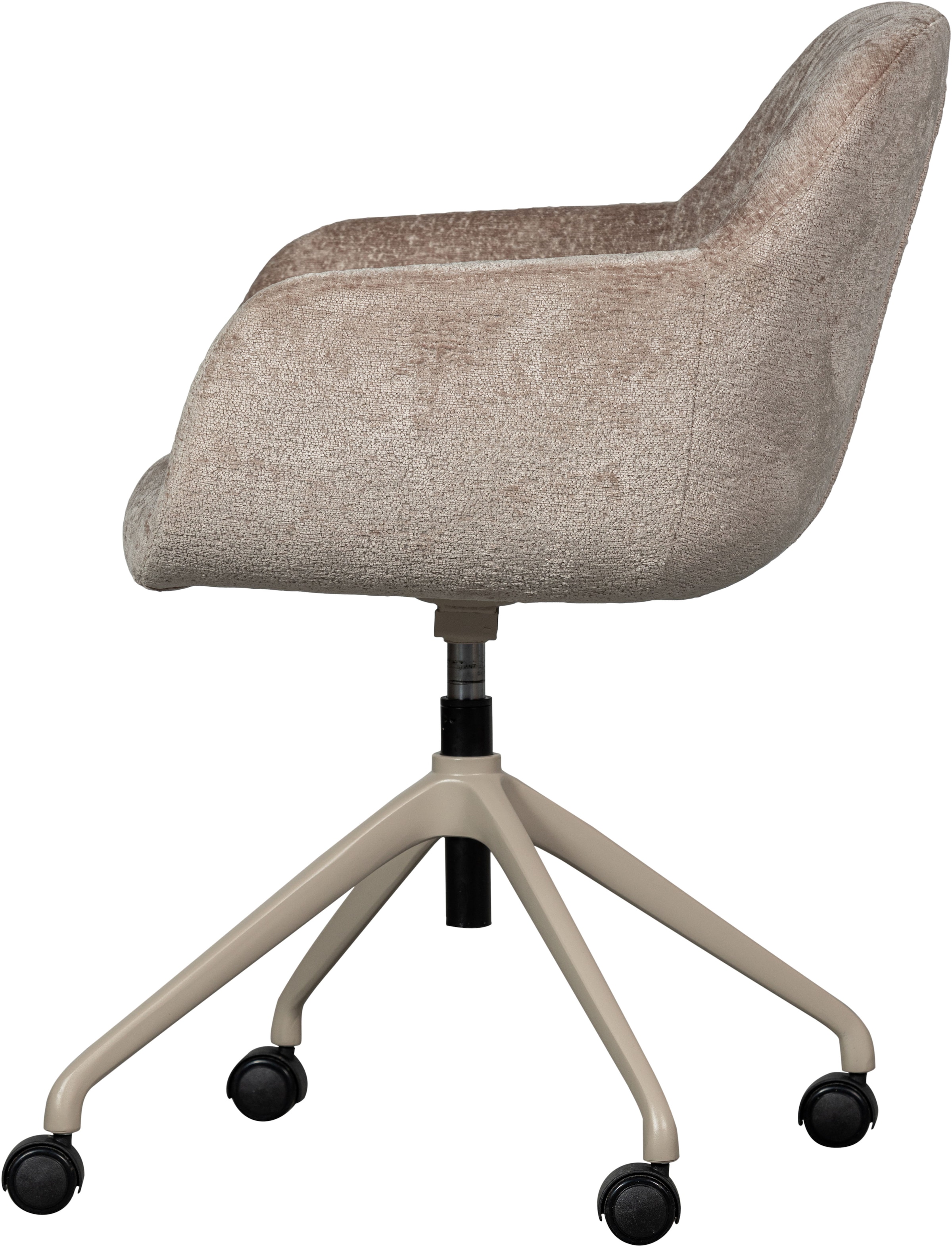 WOOOD Drehstuhl »Morros mit Chenille-Bezug höhenverstellbar, B 57 x T 60 x H 88 cm« () mit Rollen, Sitzhöhe einstellbar, Tragkraft 100 kg, Pfleiglicht