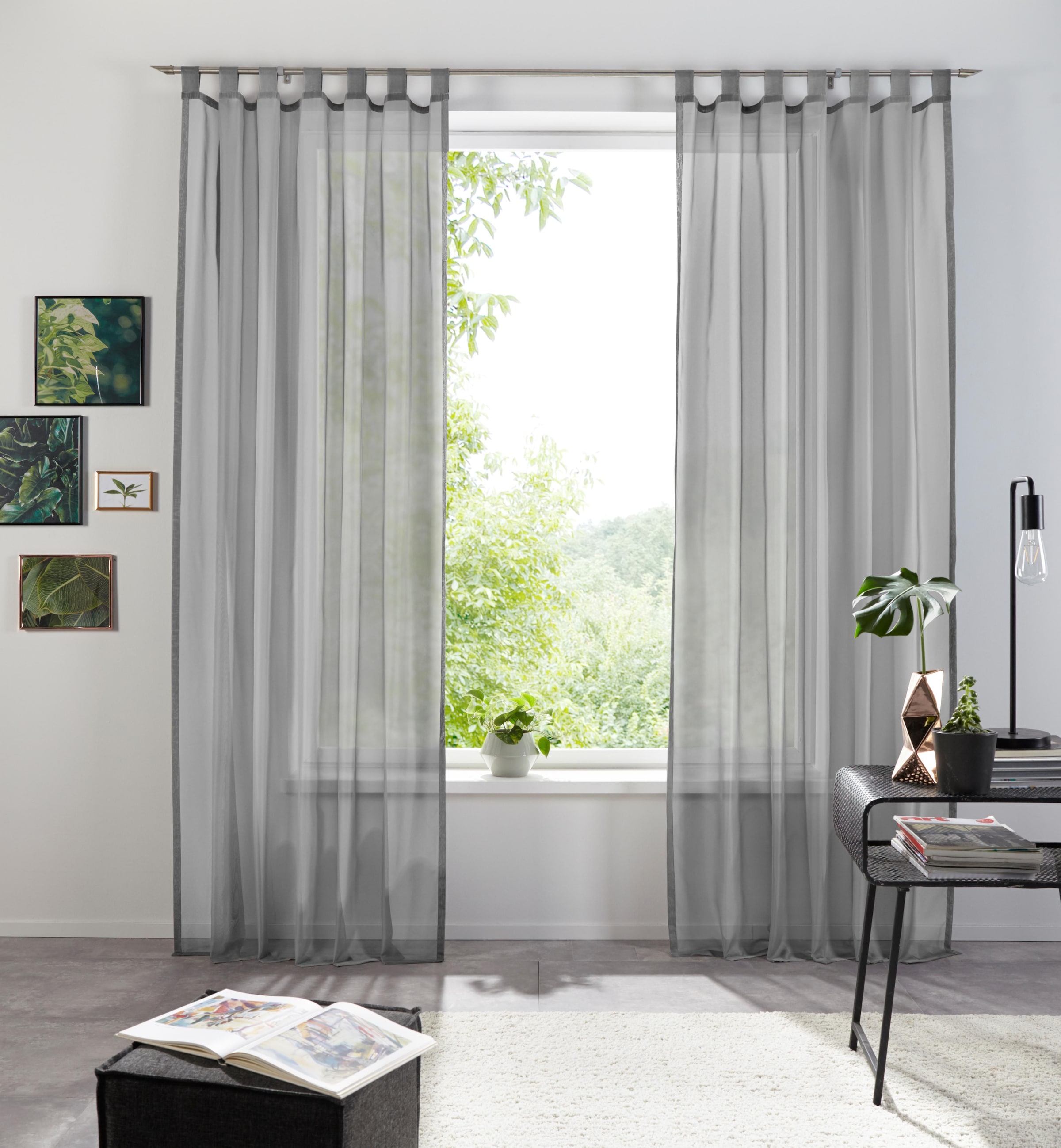 my home Gardine »XANA«, (1 St.), 1 Schal, transparent, Voile, einfarbig, pflegeleicht