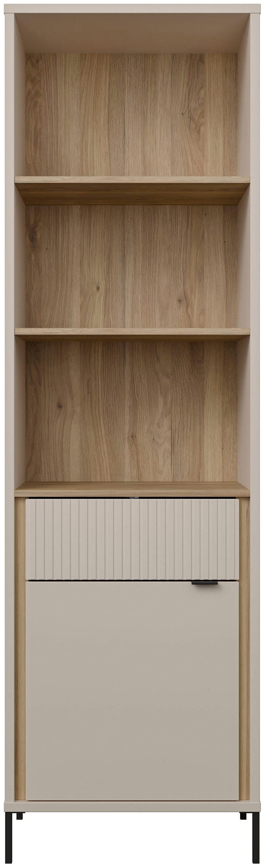 FORTE Vitrine »Forte Seravel Vitrine, 2-türig, 1 Schublade, Lamellen« B/H/T 59,4/199,2/41,5 cm, Stauraum, optionale Beleuchtung