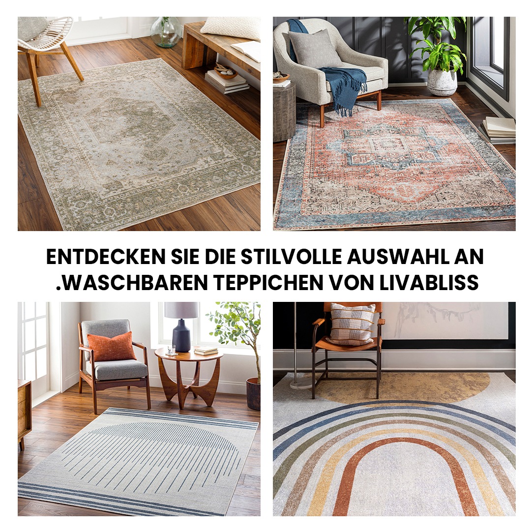 Livabliss Teppich »CLEVELAND«, rechteckig, 6 mm Höhe, Maschinenwaschbarer Teppich mit Karomuster, Kurzflor Wohnzimmerteppich