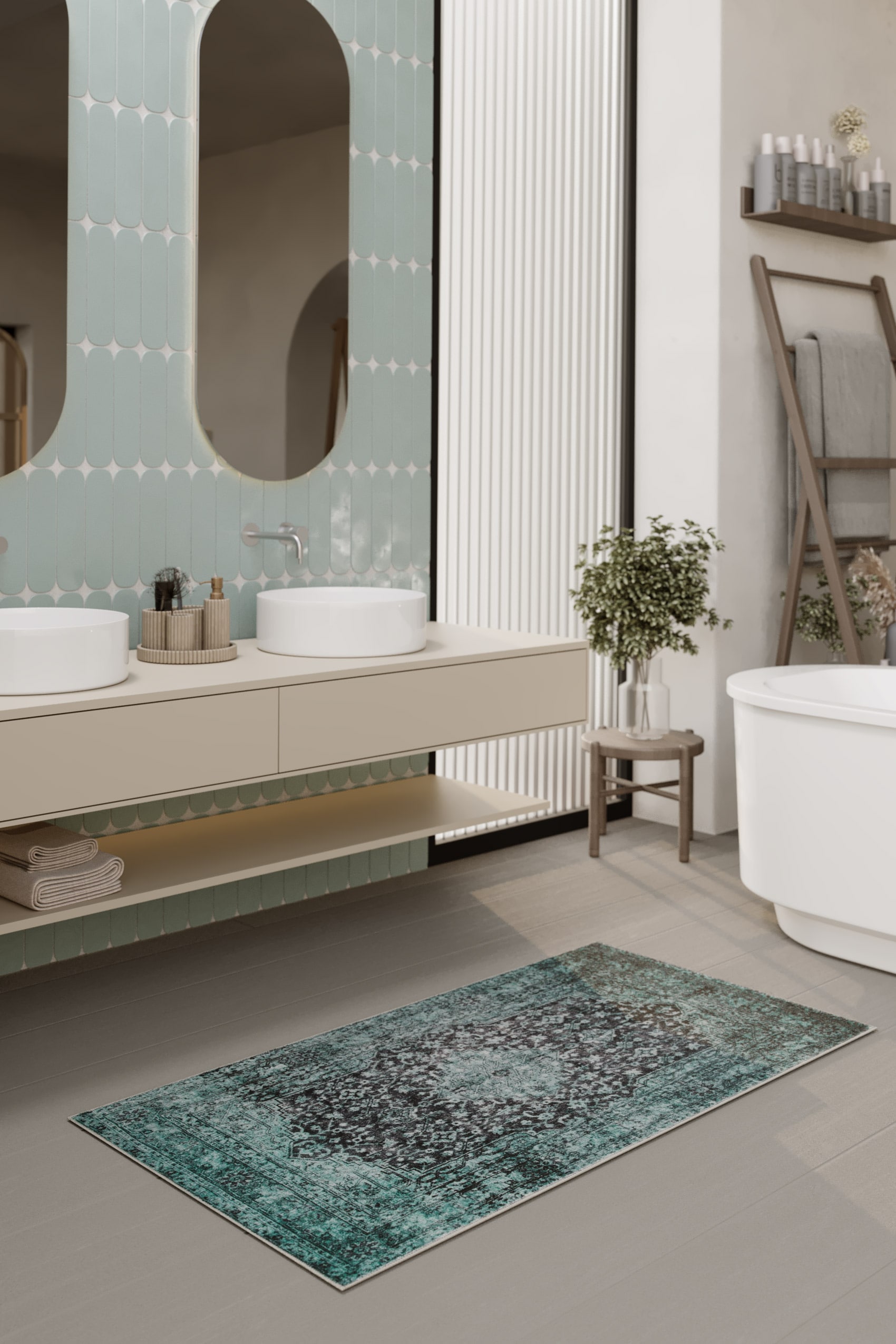 Wecon home Badematte »Ralph«, fussbodenheizungsgeeignet, Vintage, waschbar, rutschfest, schnell trocknend, weich, Badteppich