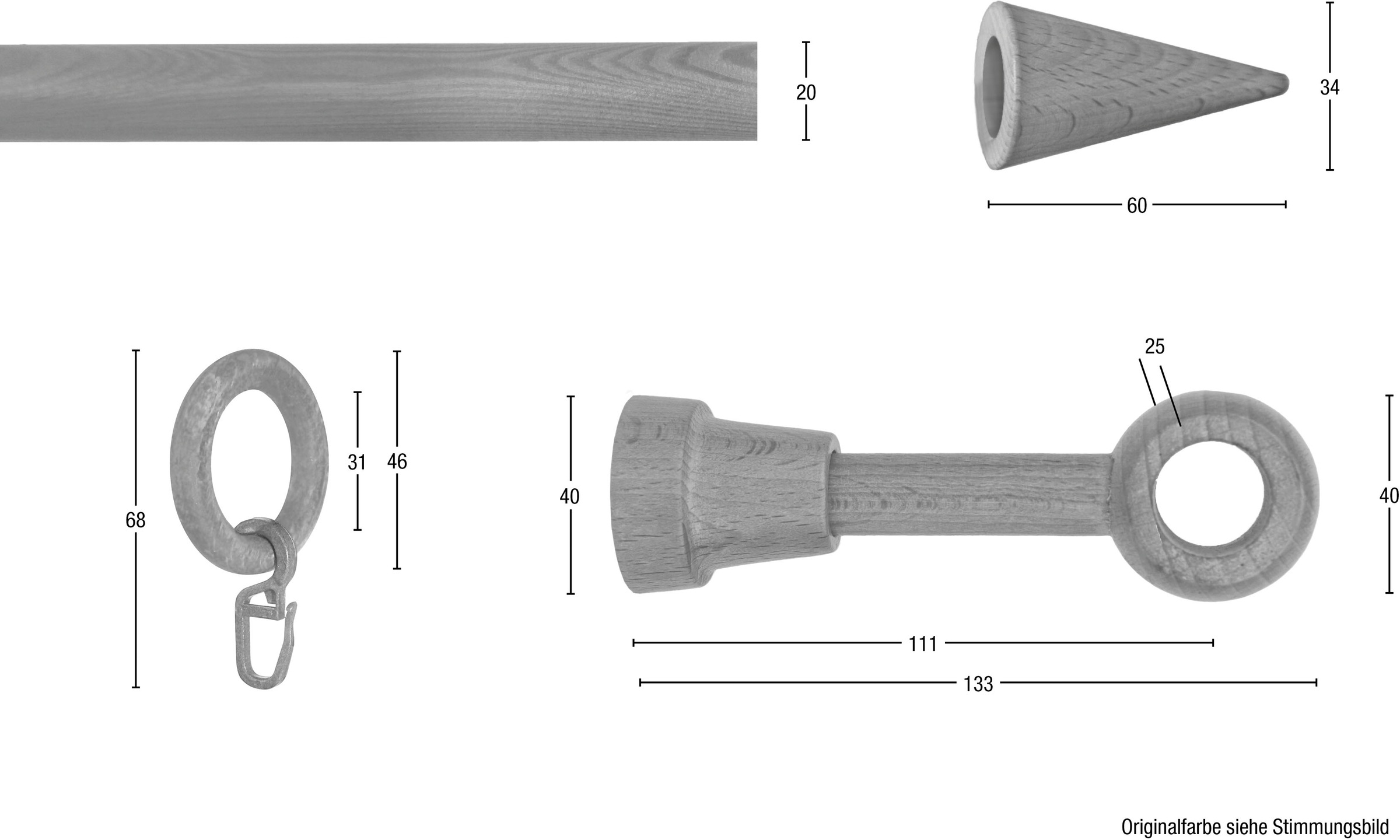 GARESA Gardinenstange »Verena«, 1 läufig-läufig, Fixmass, Fixlänge 200 cm, mit Ringe