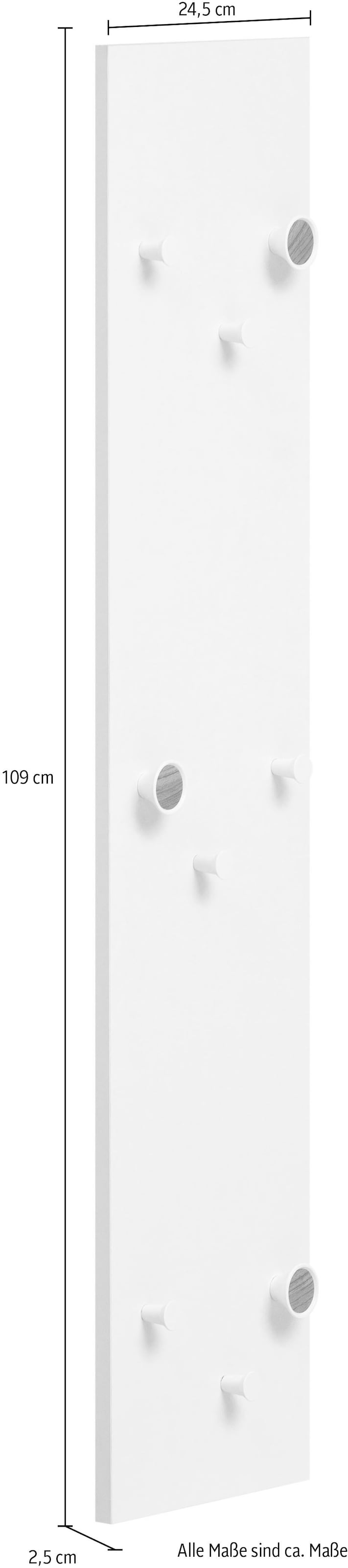 Schildmeyer Garderobenpaneel »Bjarne, Breite 24 cm« Mit 9 Kleiderhaken, teilweise in Holzoptik