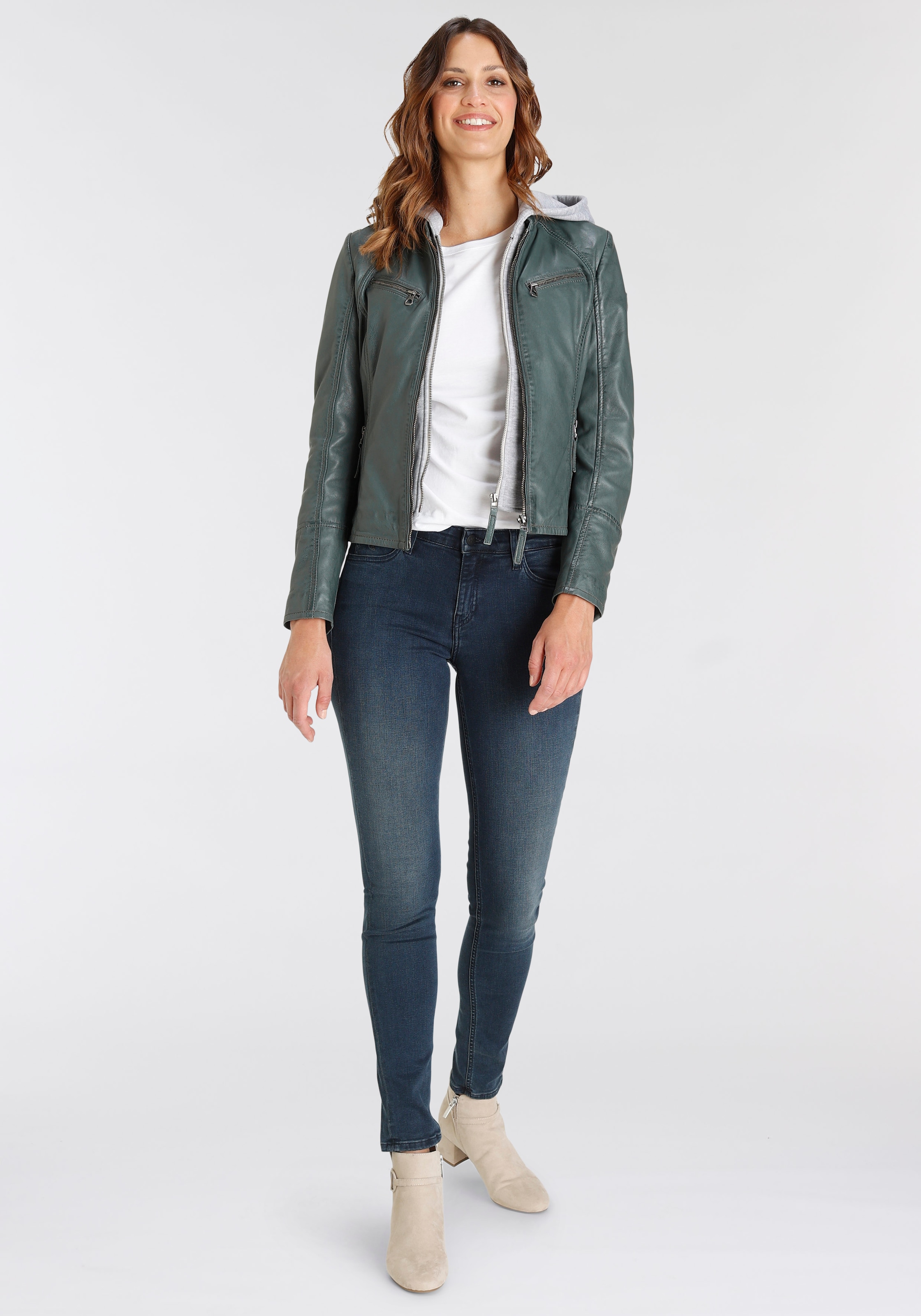 Gipsy Lederjacke »NOLA«, mit Kapuze, Two-in-One Style - mit abnehmbarer Jersey-Kapuze