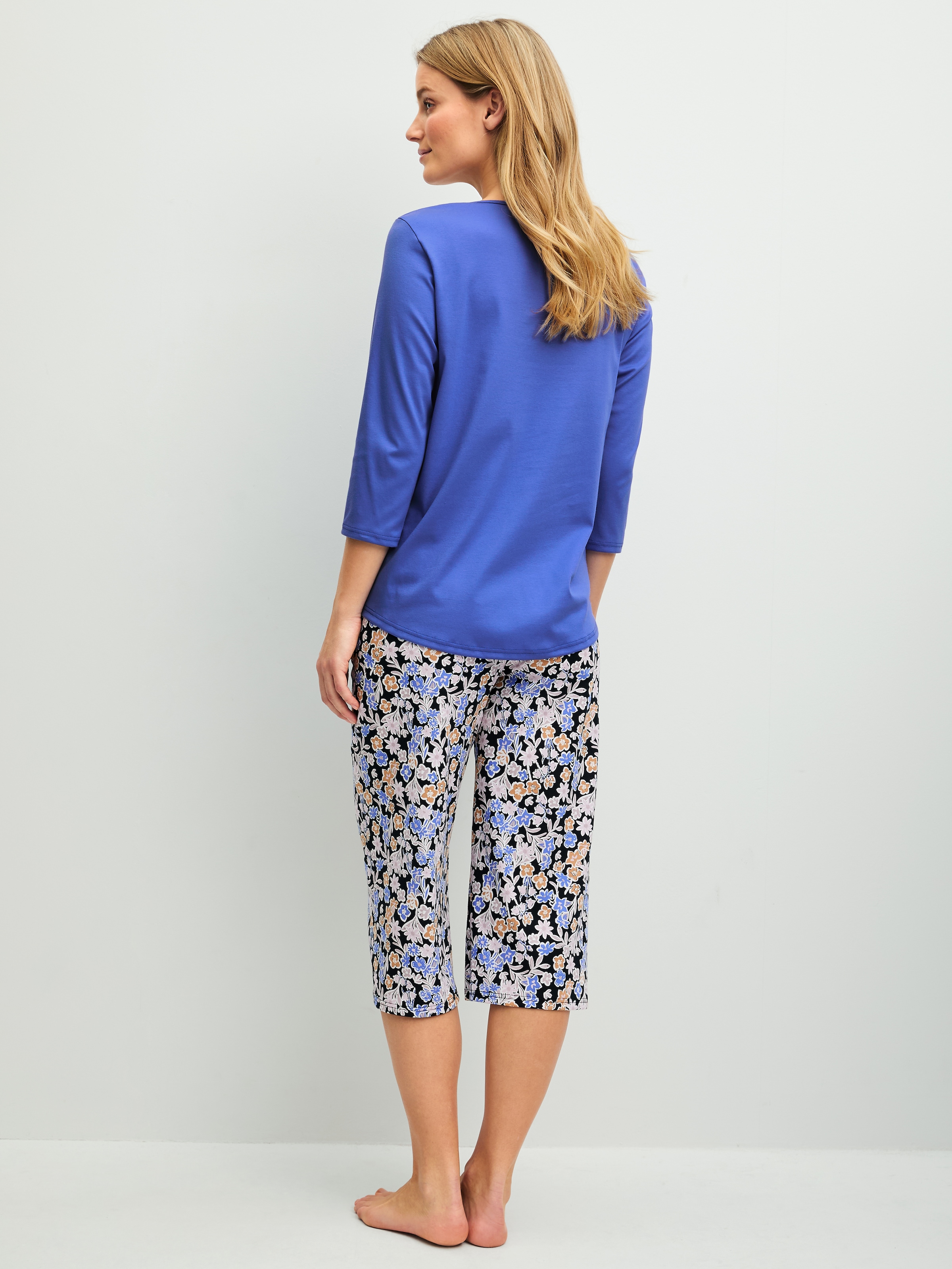 CALIDA Pyjama capri »Flower Dreams« 2 avec motif floral, qualité interlock