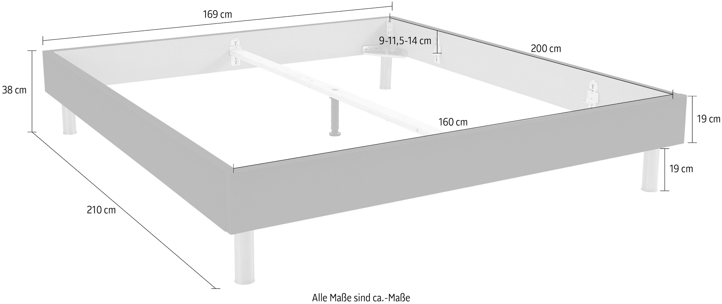 Wimex Bett »Easy, grosse Auswahl an Grössen und Farben, auch in Komforthöhe«, (Made in Germany), ohne Kopfteil, ideal unter Dachschrägen oder Fenster