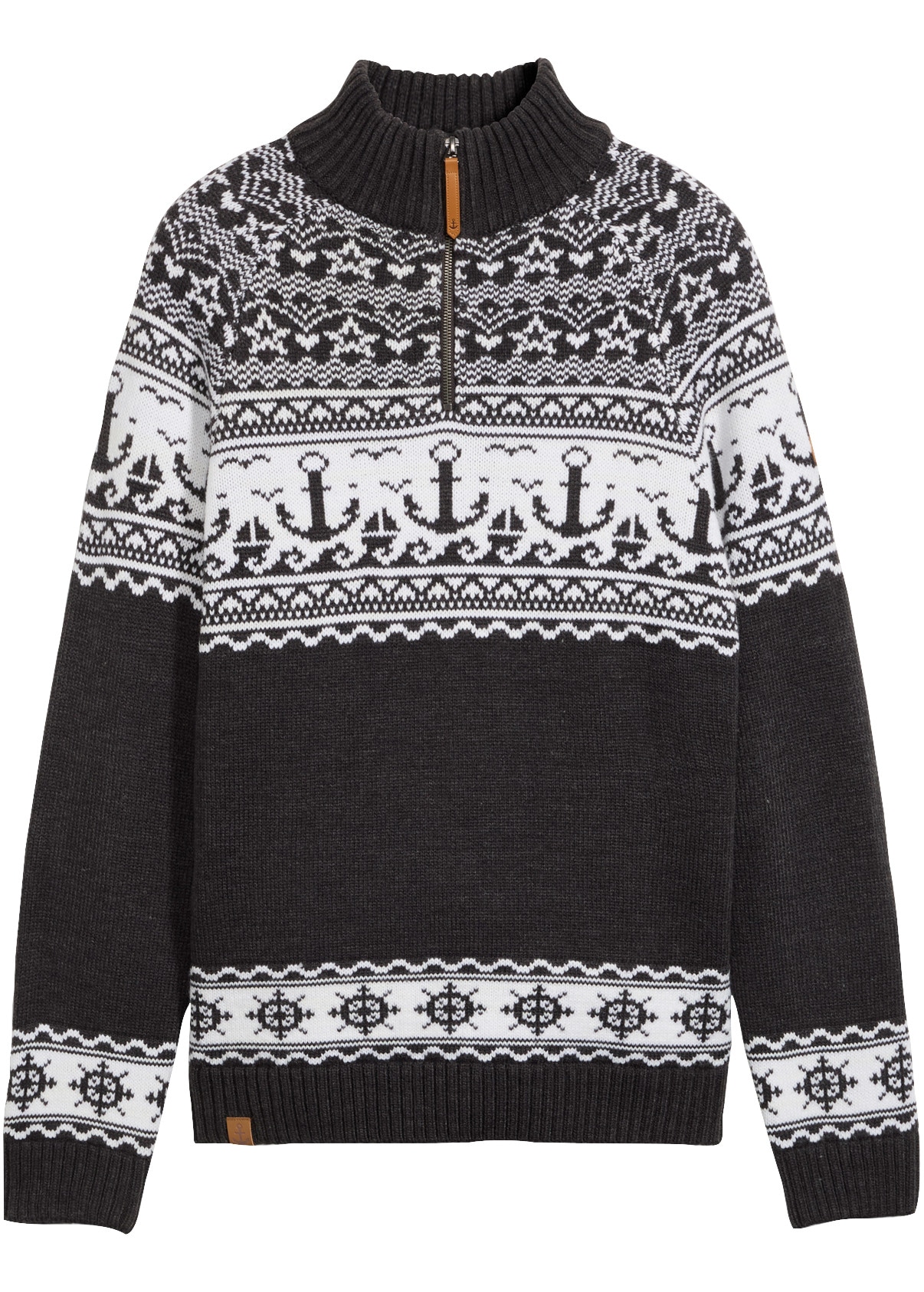 bonprix Norwegerpullover mit Troyerkragen, Regular Fit, aus Polyacryl