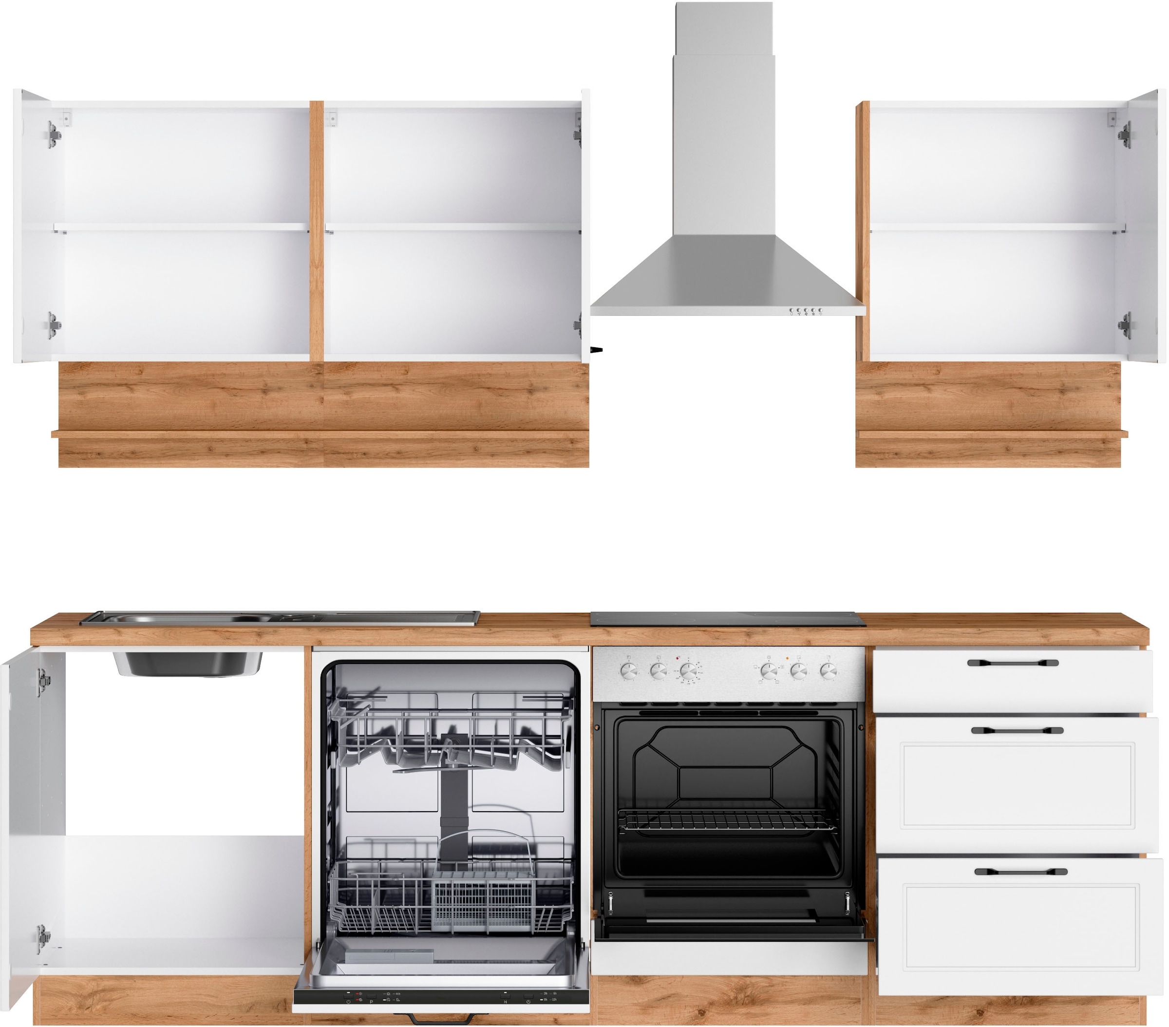 KOCHSTATION Kitchenette »KS-Lana« largeur 240 cm, avec ou sans appareils électriques au choix