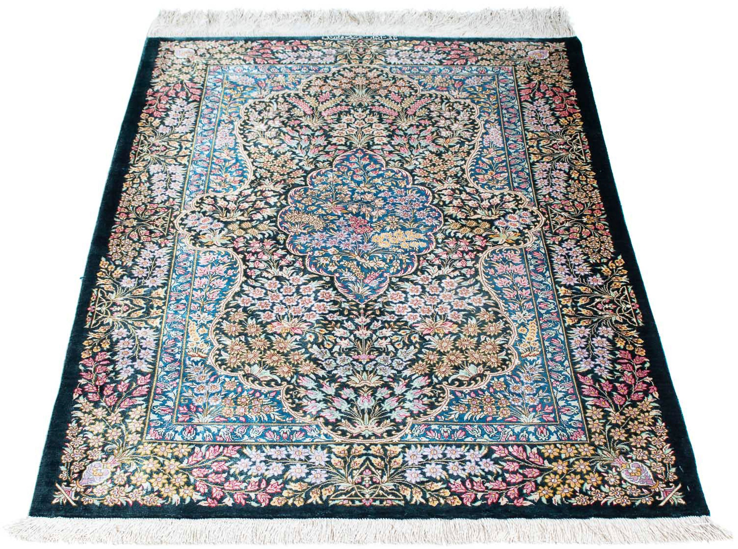 Image of morgenland Orientteppich »Perser - Ghom - 119 x 81 cm - dunkelblau«, rechteckig, 10 mm Höhe, Wohnzimmer, Handgeknüpft, Einzelstück mit Zertifikat bei Ackermann Versand Schweiz