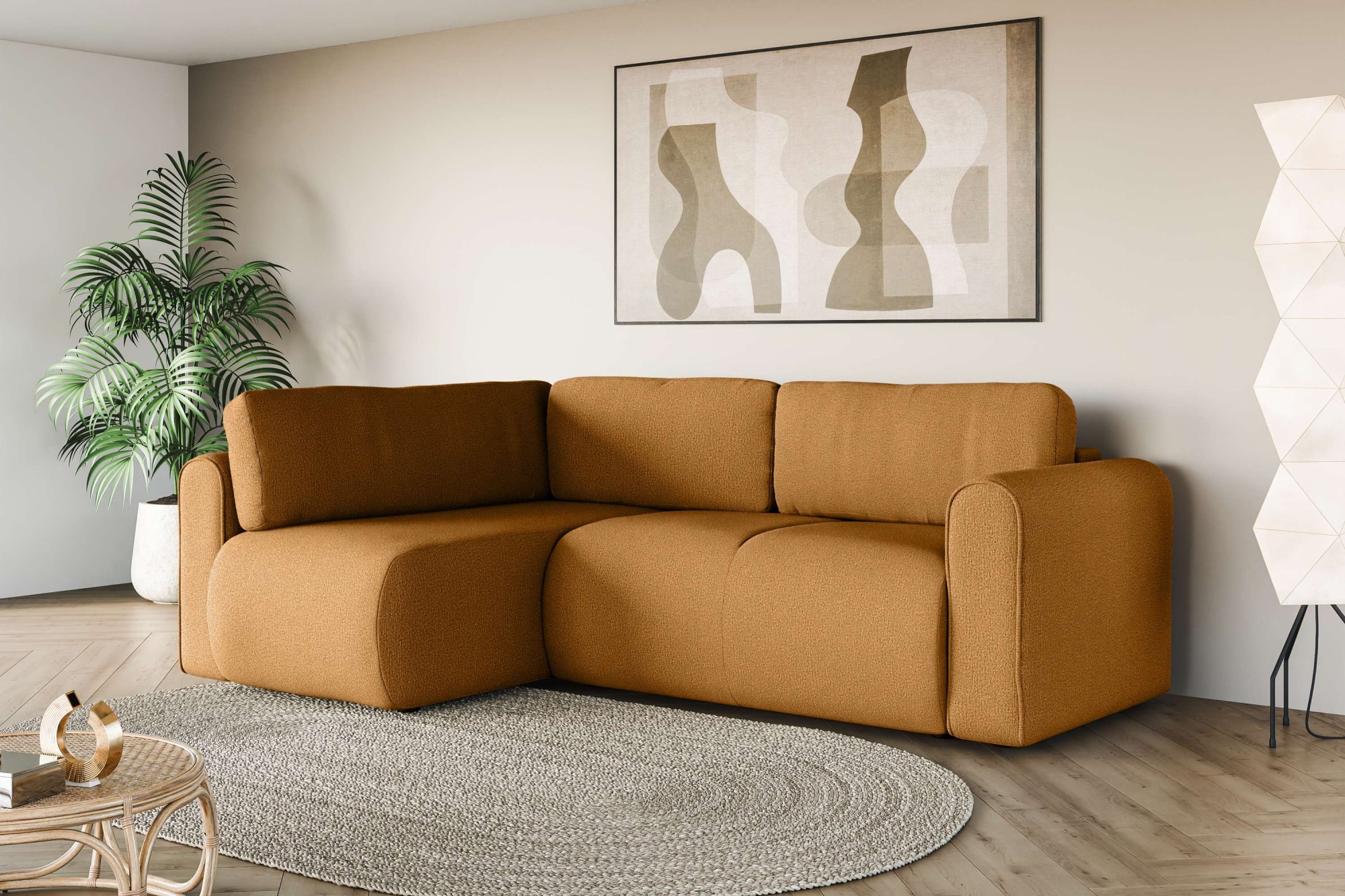 Image of GOODproduct Ecksofa "Zacharia wahlweise Schlafsofa mit Bettkasten, B/T/H 250/166/86 cm" L-Form mit Wellenunterfederung, Ottomane rechts oder links bestellbar