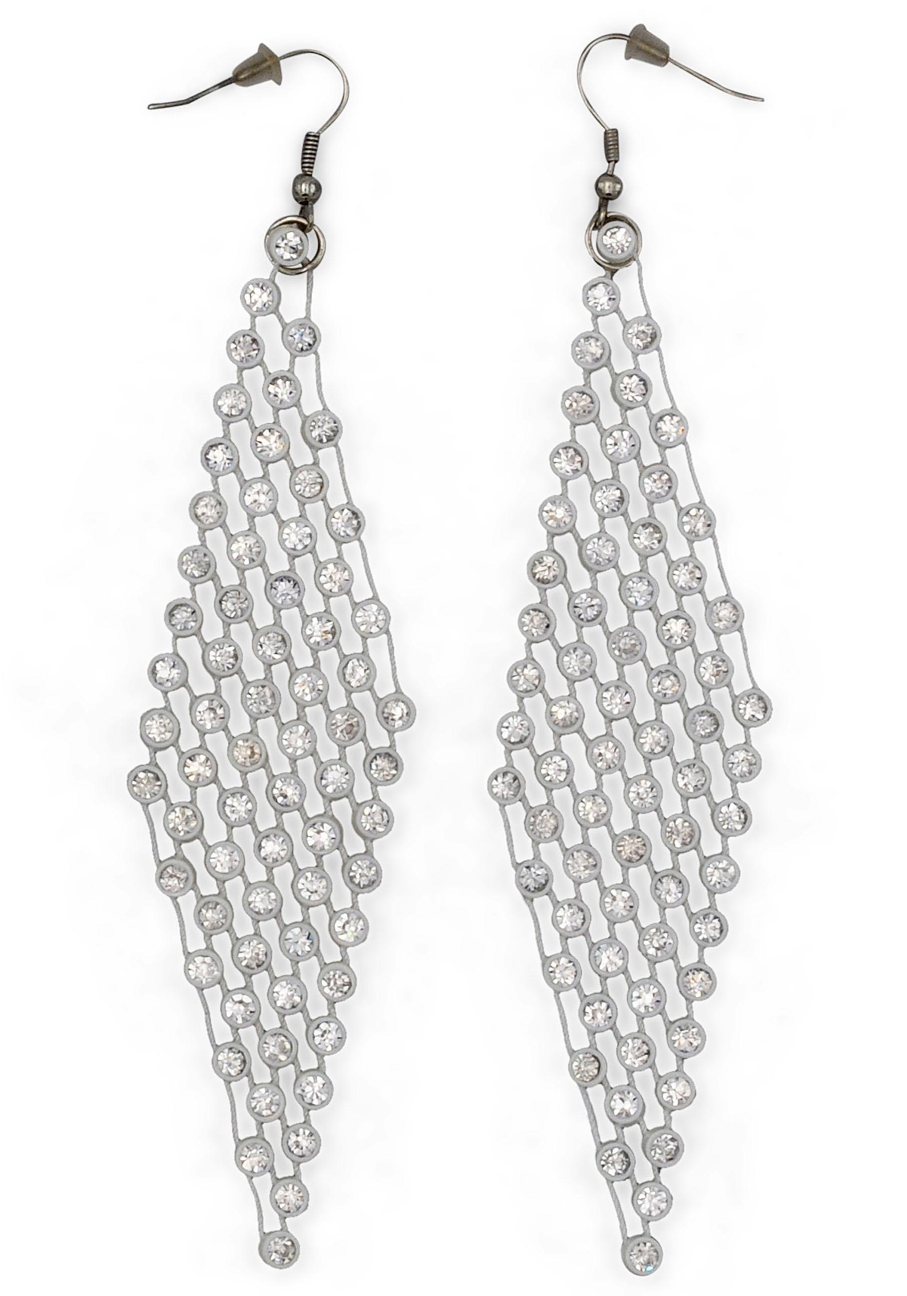 Image of J.Jayz Paar Ohrhaken »extra lang, glamourös«, mit Glassteinen bei Ackermann Versand Schweiz