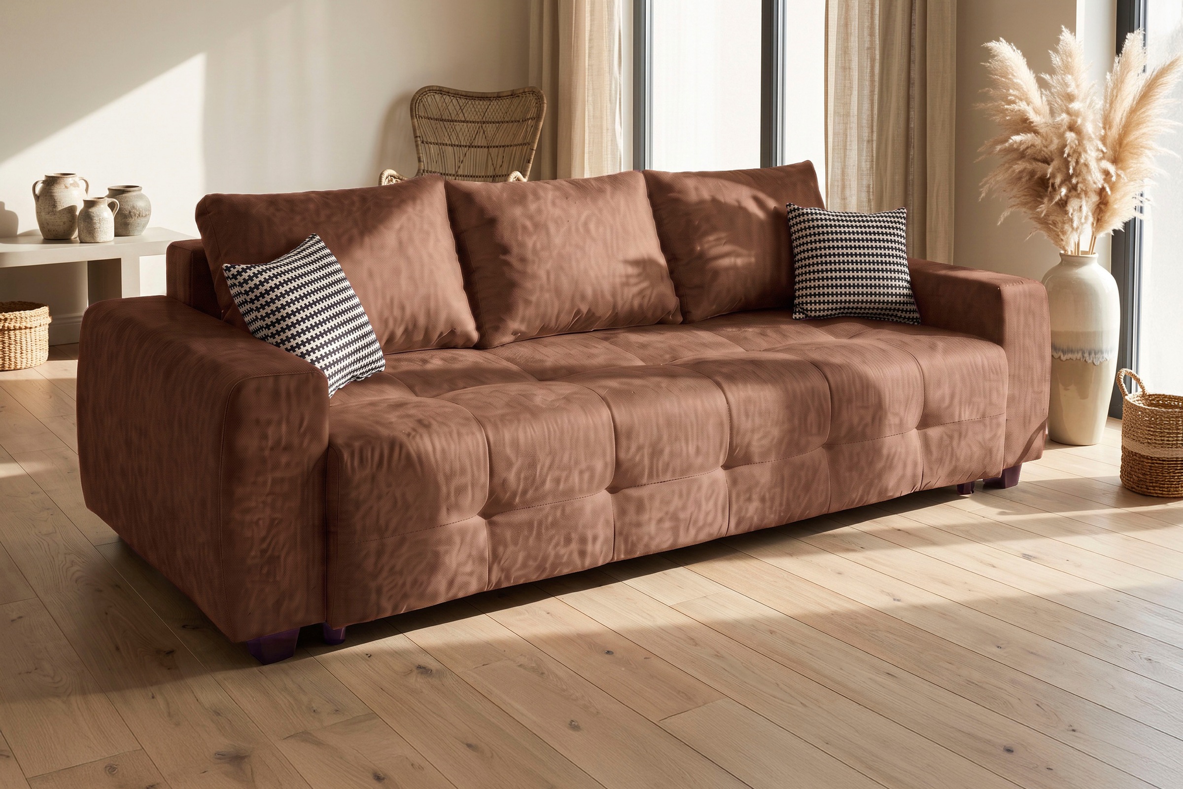 Image of GOODproduct Schlafsofa "Bella B: 241 cm, Liegefl. 142x194 cm mit Bettkasten & Zierkissen" Schlafcouch mit Gästebett, 2 Zierkissen inklusive, frei stellbar