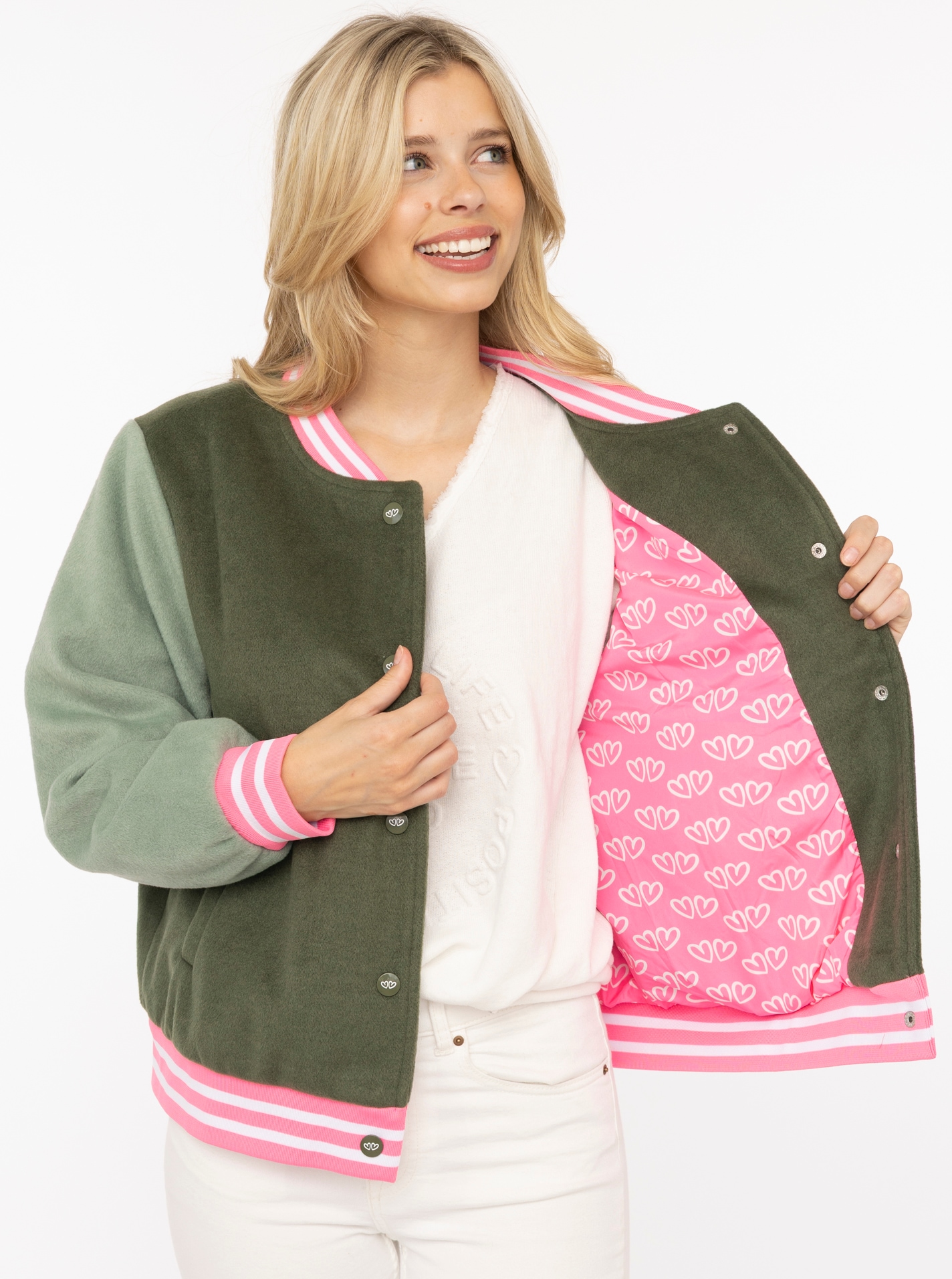 Zwillingsherz Veste bomber »„College Uni“« manches contrastées, poignets rayés, poches latérales, écusson