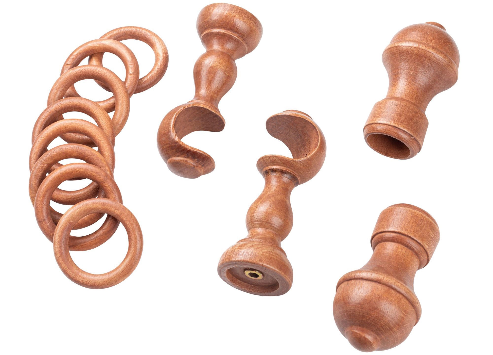 SN DECO GROUP Gardinenstange »Ares«, 1 läufig-läufig, Fixmass, 28 mm, Holz, verschiedene Längen und Farben, Komplettset