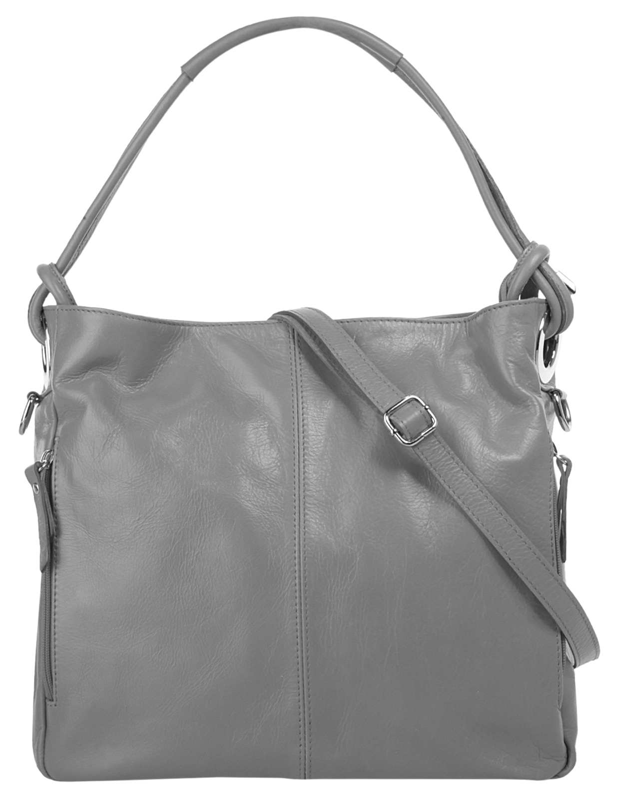Samantha Look, Unisex, Shopper echt Leder, Made in Italy, grau, B/H/T: 31cm x 25cm x 10cm onesize, Breite 31 cm x Höhe 25 cm x Tiefe 10 cm