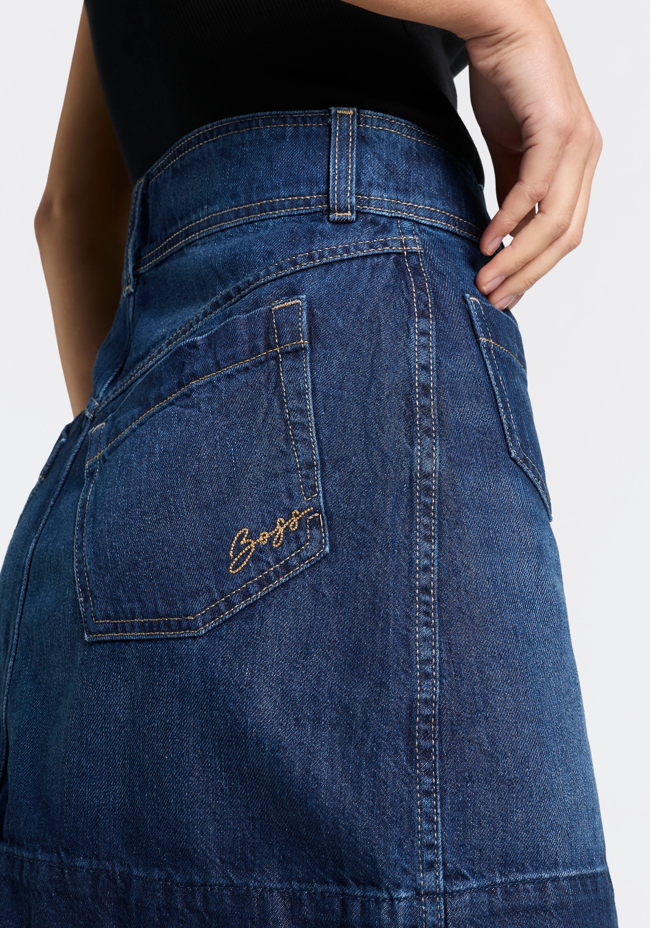 BOSS ORANGE Minijupe »MINI SKIRT 1.0 Premium Damenmode« im 70s Look, mit hohem Bund