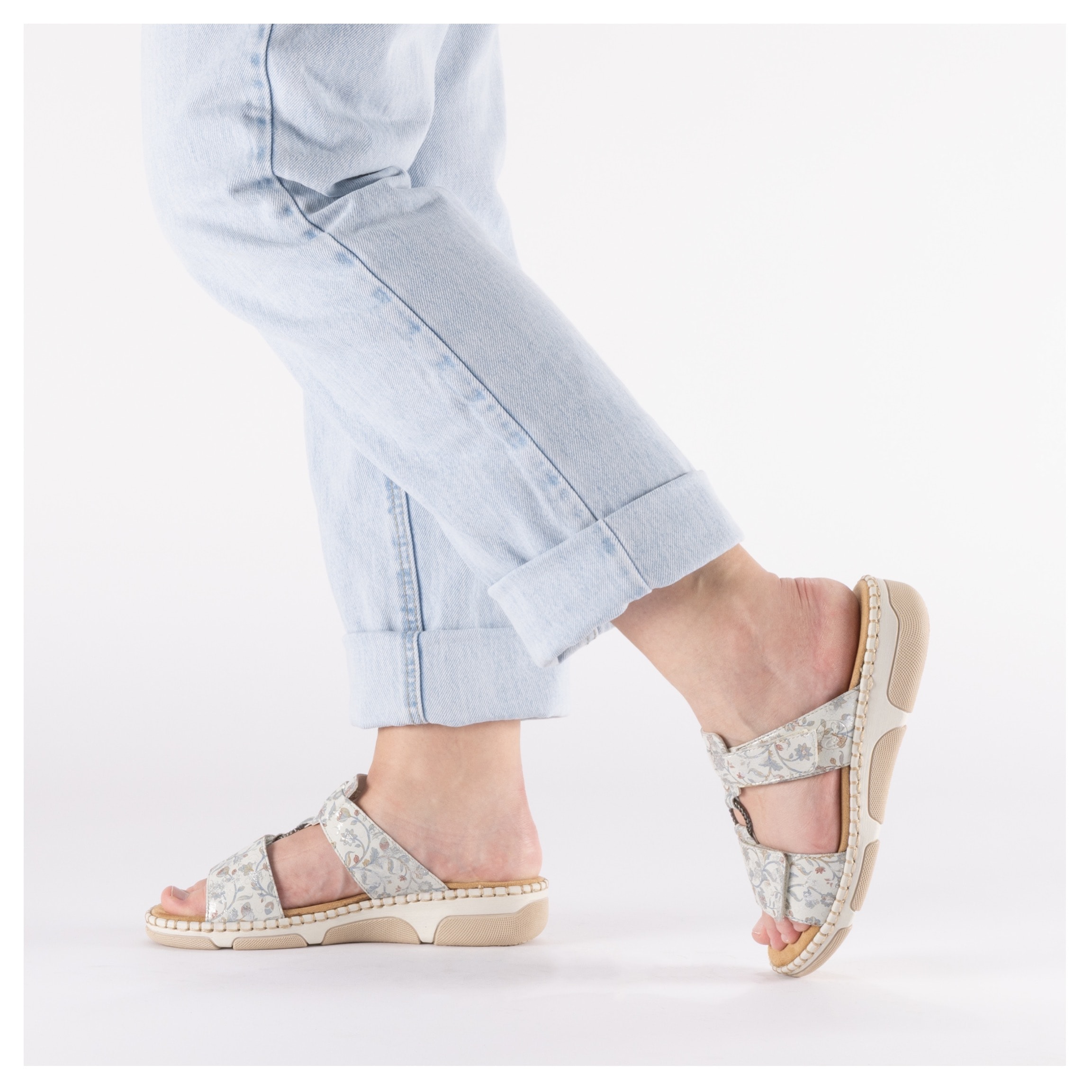 Rieker Pantolette  chaussure d'été, chaussure de vacances, chaussure de plage avec motif floral