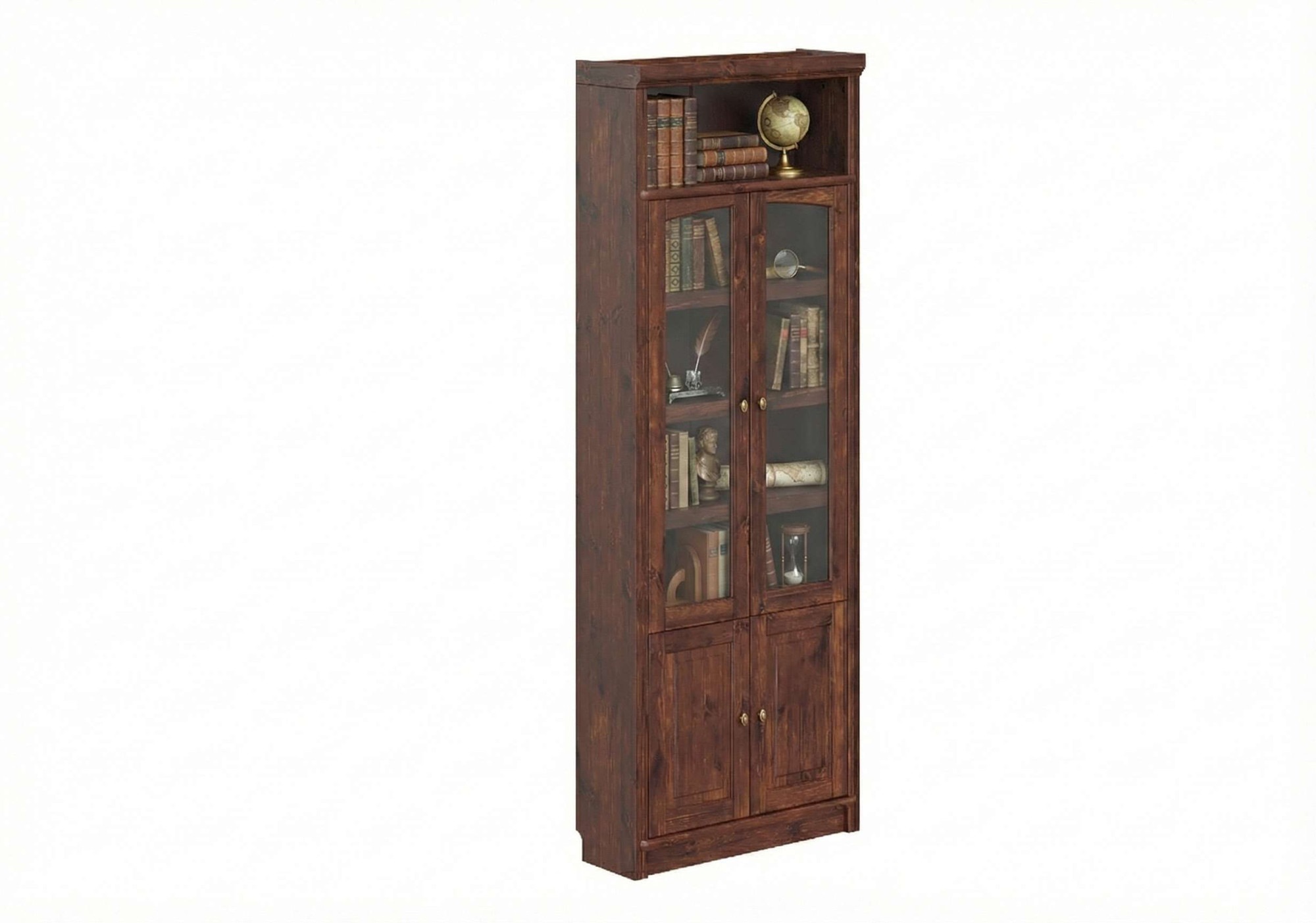 GOODproduct Vitrines »Soeren Regal mit 2 Glastüren und 2 Holztüren, B/TH: 80/29/220 cm« Pin FSC® certifié, 1 compartiment ouvert, 6 compartiments derrière les portes