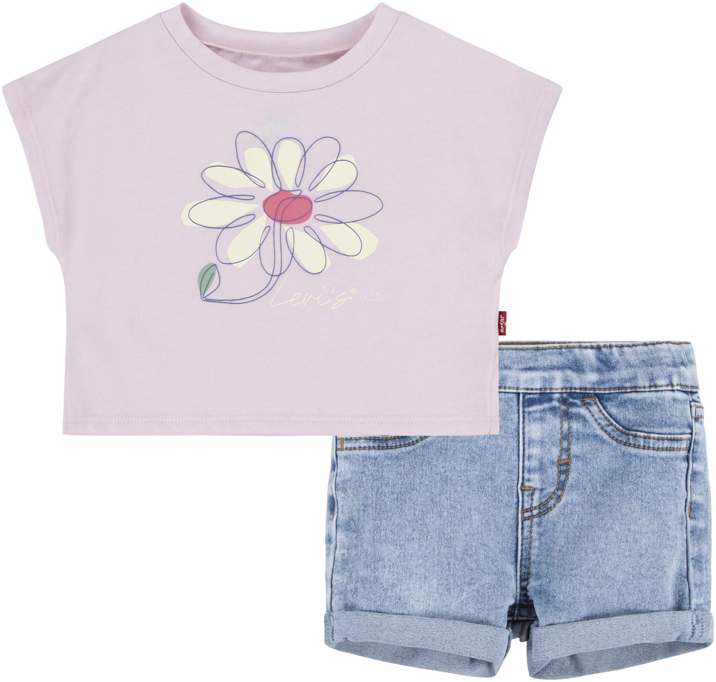 Shirt & Shorts, mit Blumen-Frontprint