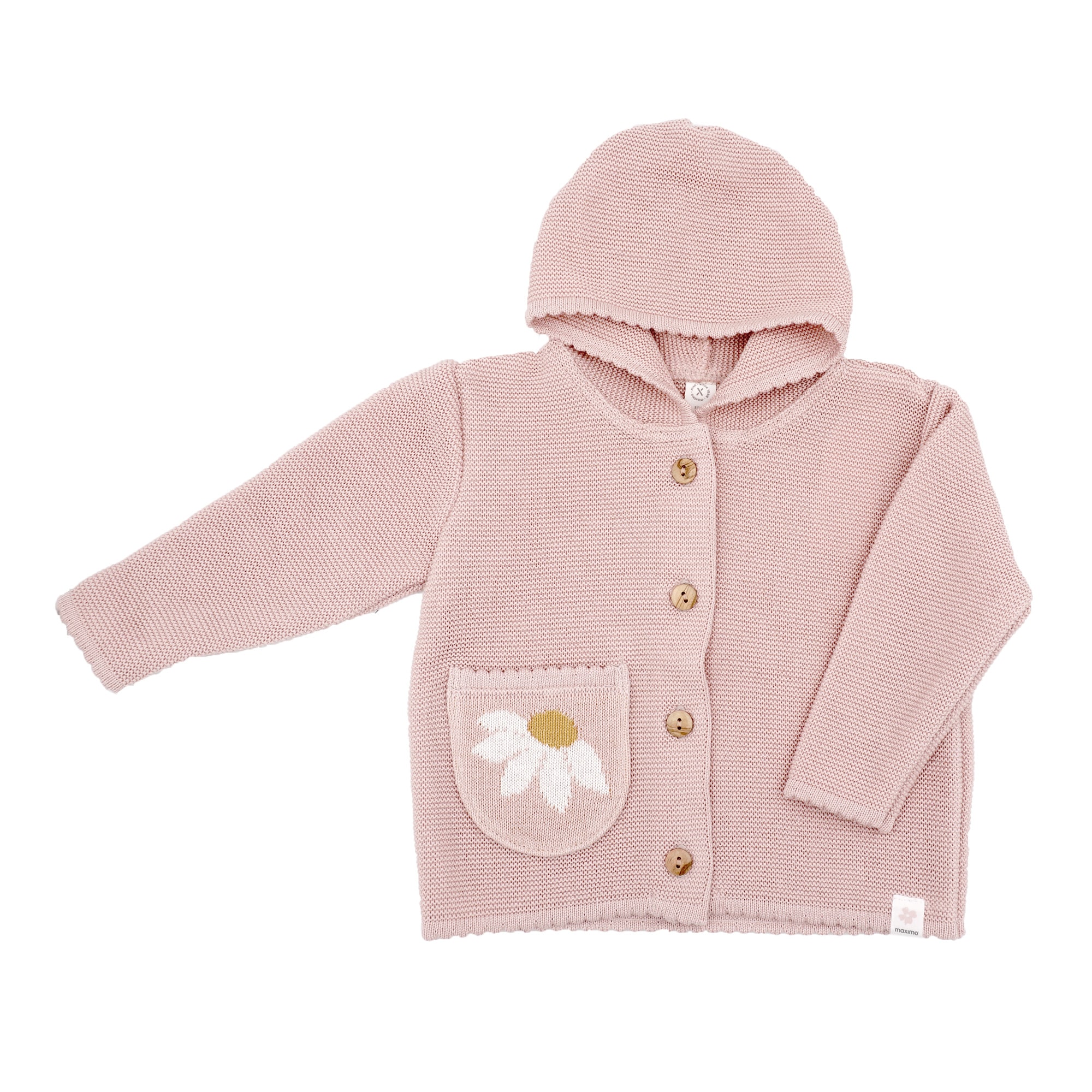Image of MAXIMO Strickjacke Margariten-Design, weich, warm, mit Knöpfen, mit Kapuze, Baumwolle
