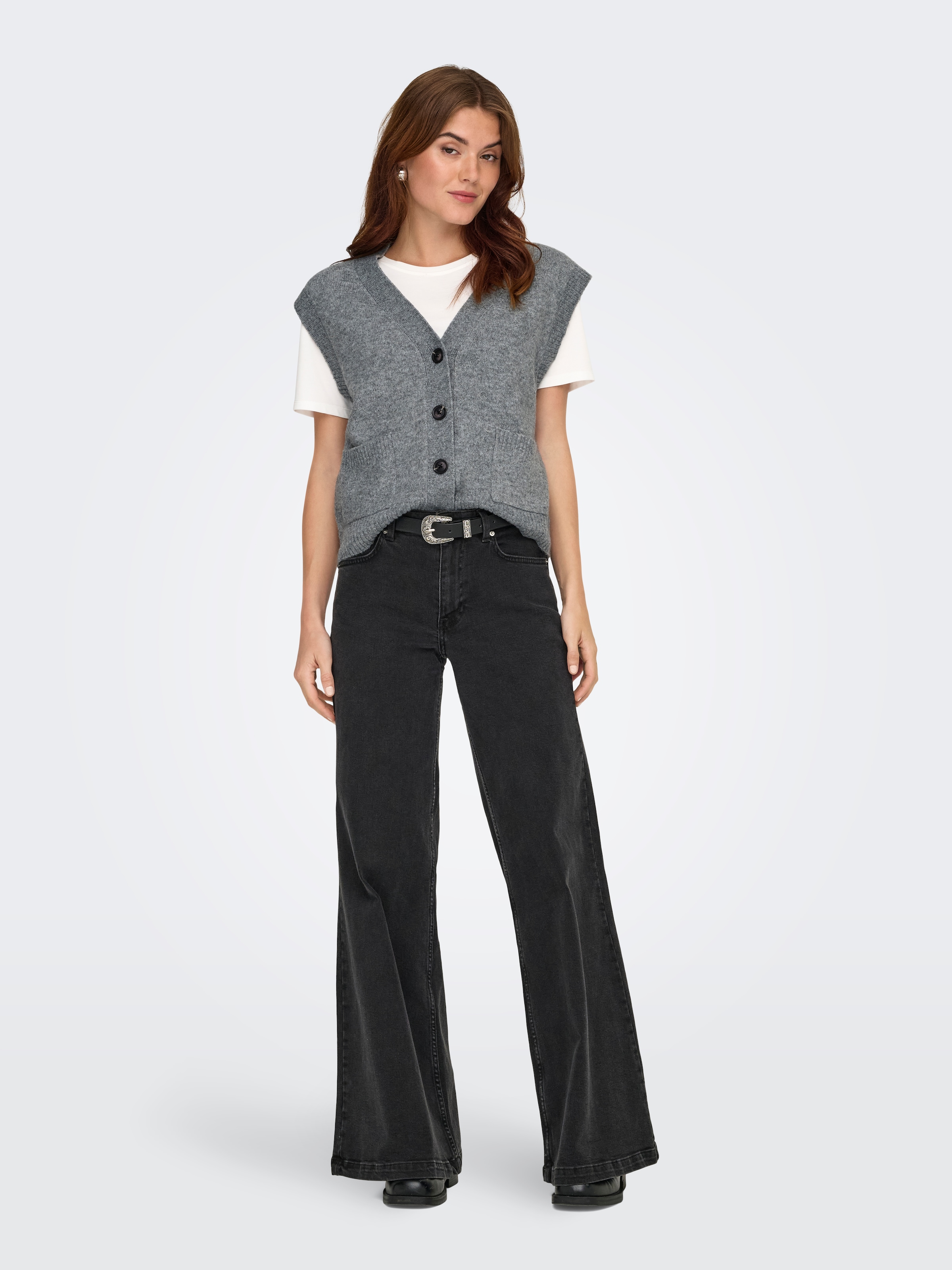 JDY »JDYSUPER S/L V-NECK VEST KNT NOOS« mélange de matériaux