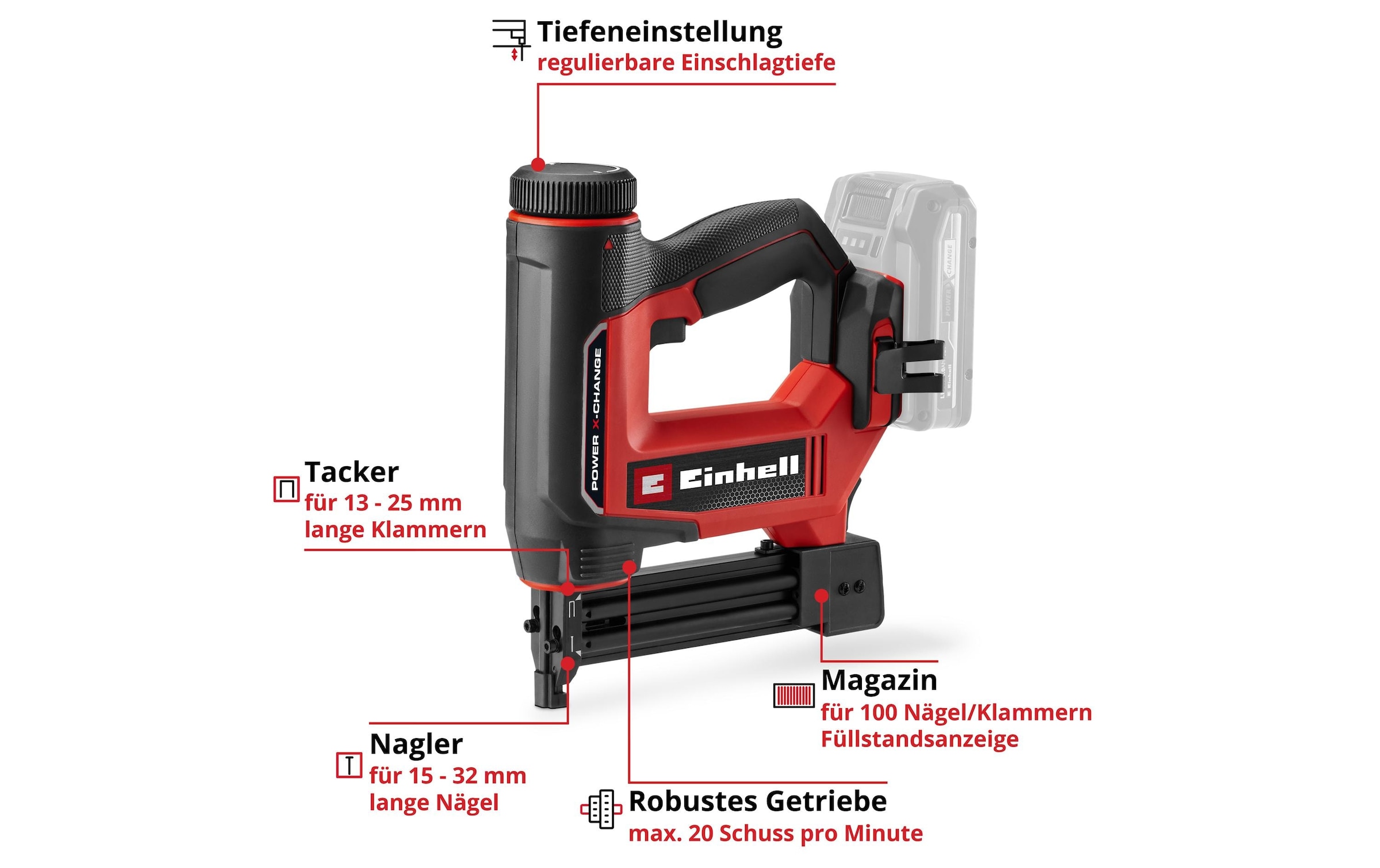 Einhell Nagler »Akku-Nagler/-Tacker TE-CN 18/32 Li - Solo« ohne Akku und Ladegerät