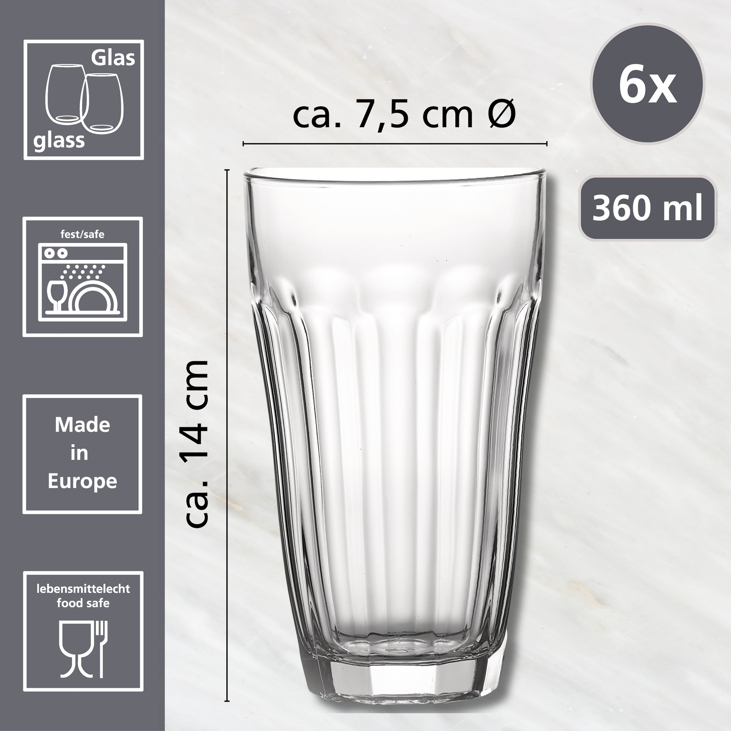 Ritzenhoff & Breker Gläser-Set »Baku« Trinkglas im 6er Set, je 360 ml