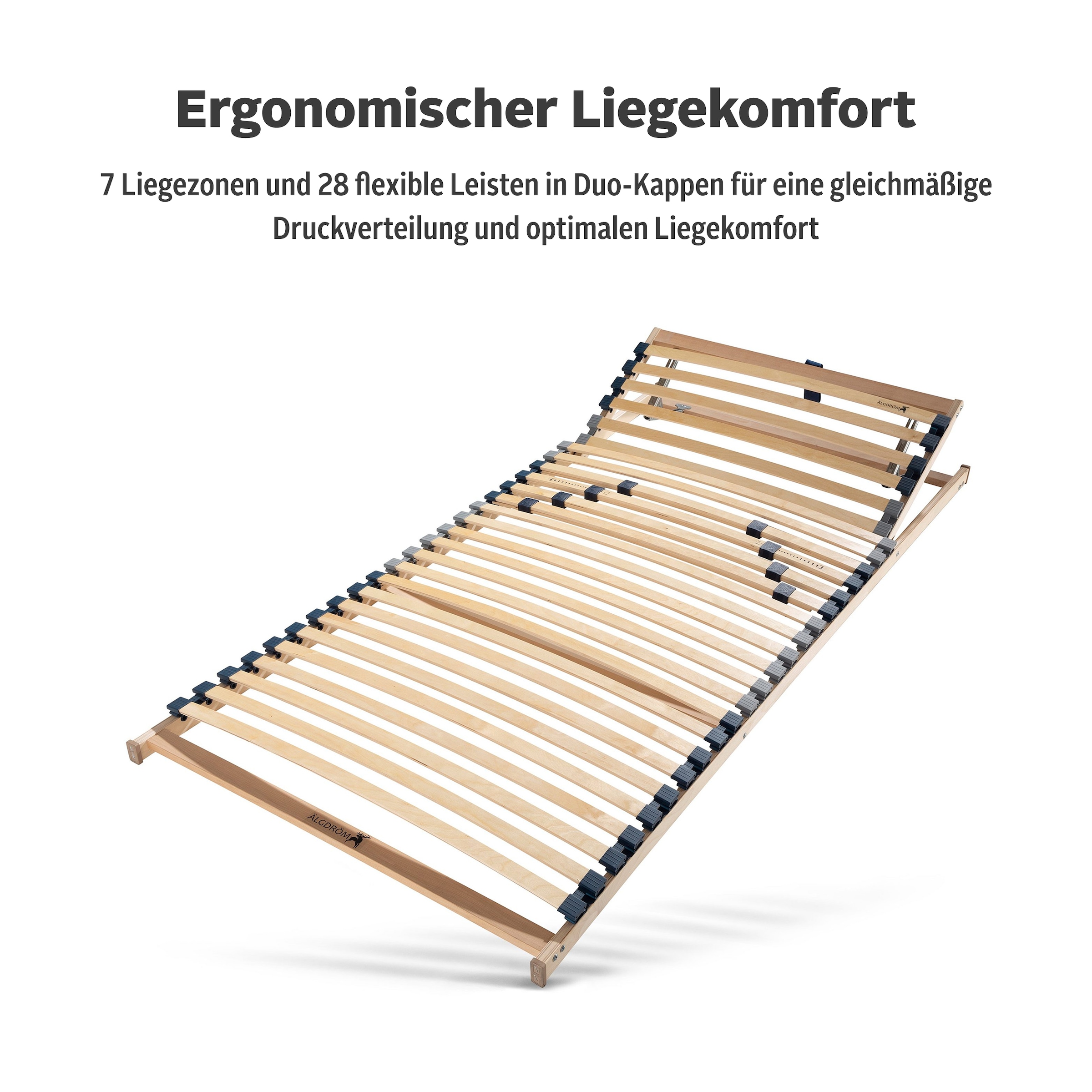 GOODproduct Sommier à lattes »Randsfjord, 90x200, 140x200 cm und weiteren Grössen« sommier à lattes pour tous matelas, durable, ergonomique, 7 zones