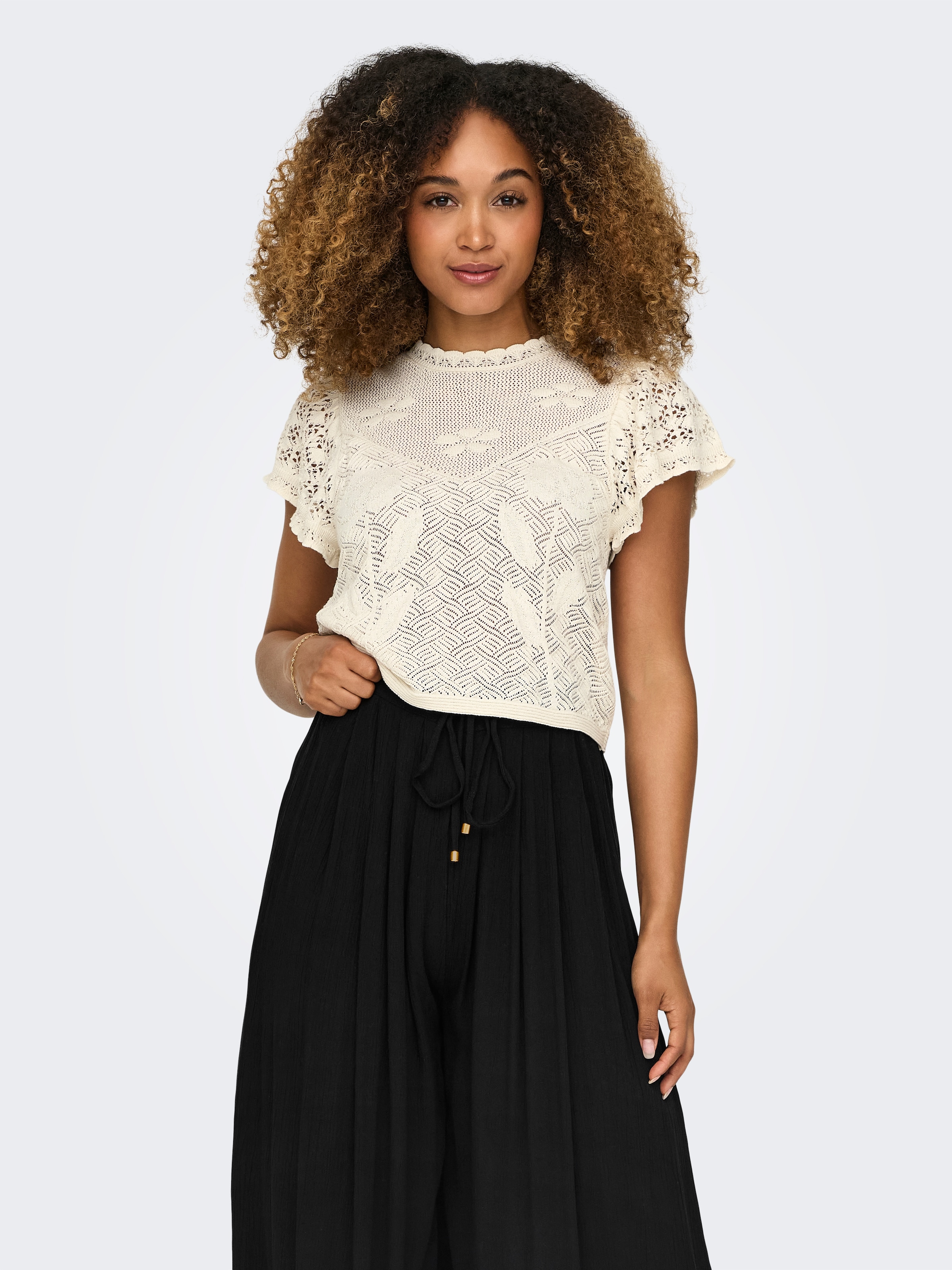 ONLY Kurzarmpullover »ONLESTRALLA S/S SHORT STRUCTOP KNT NOOS«