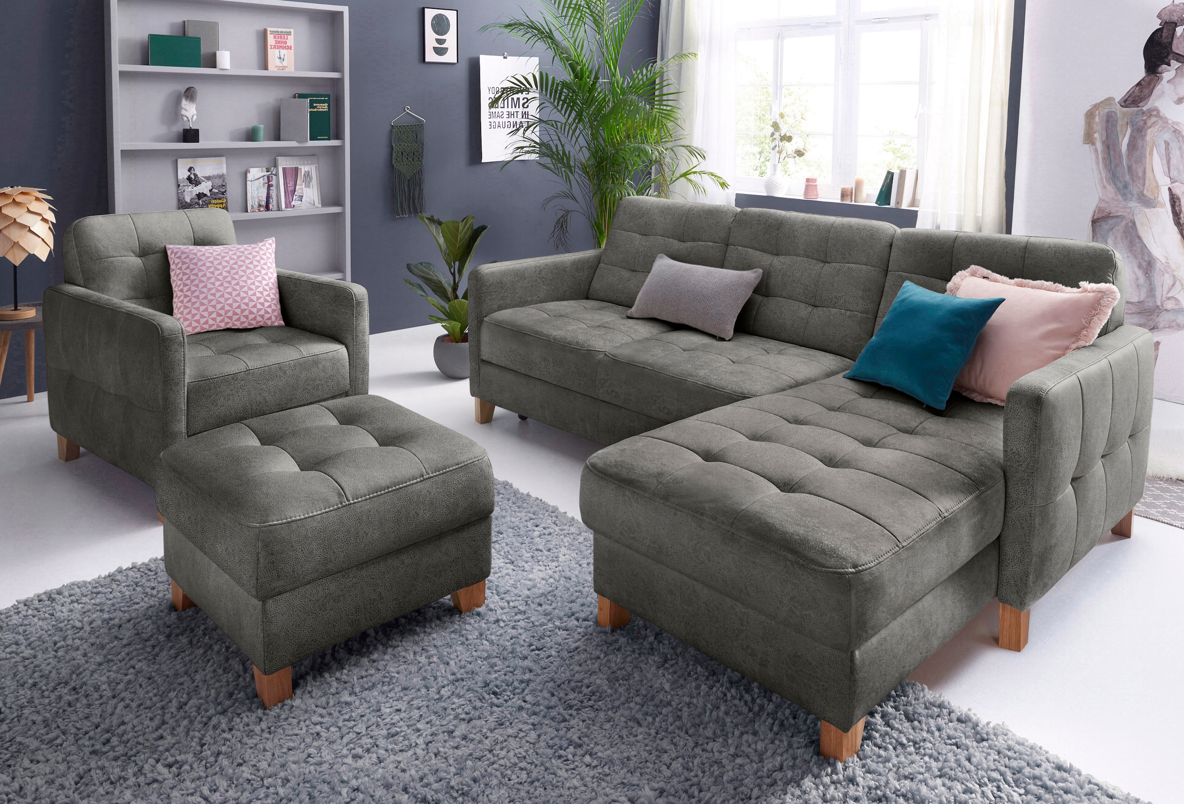Image of exxpo - sofa fashion Ecksofa "Elio, kompakt, bequem & zeitloses Design, Breite 217cm, L-Form" wahlweise mit Bettfunktion