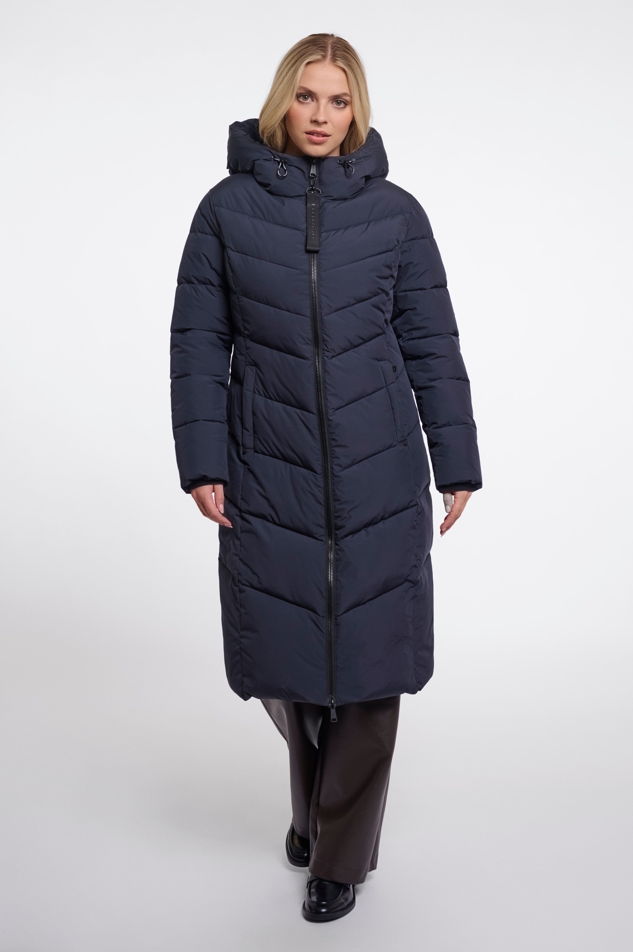 Rino & Pelle Manteau long Steppmantel mit Kapuze