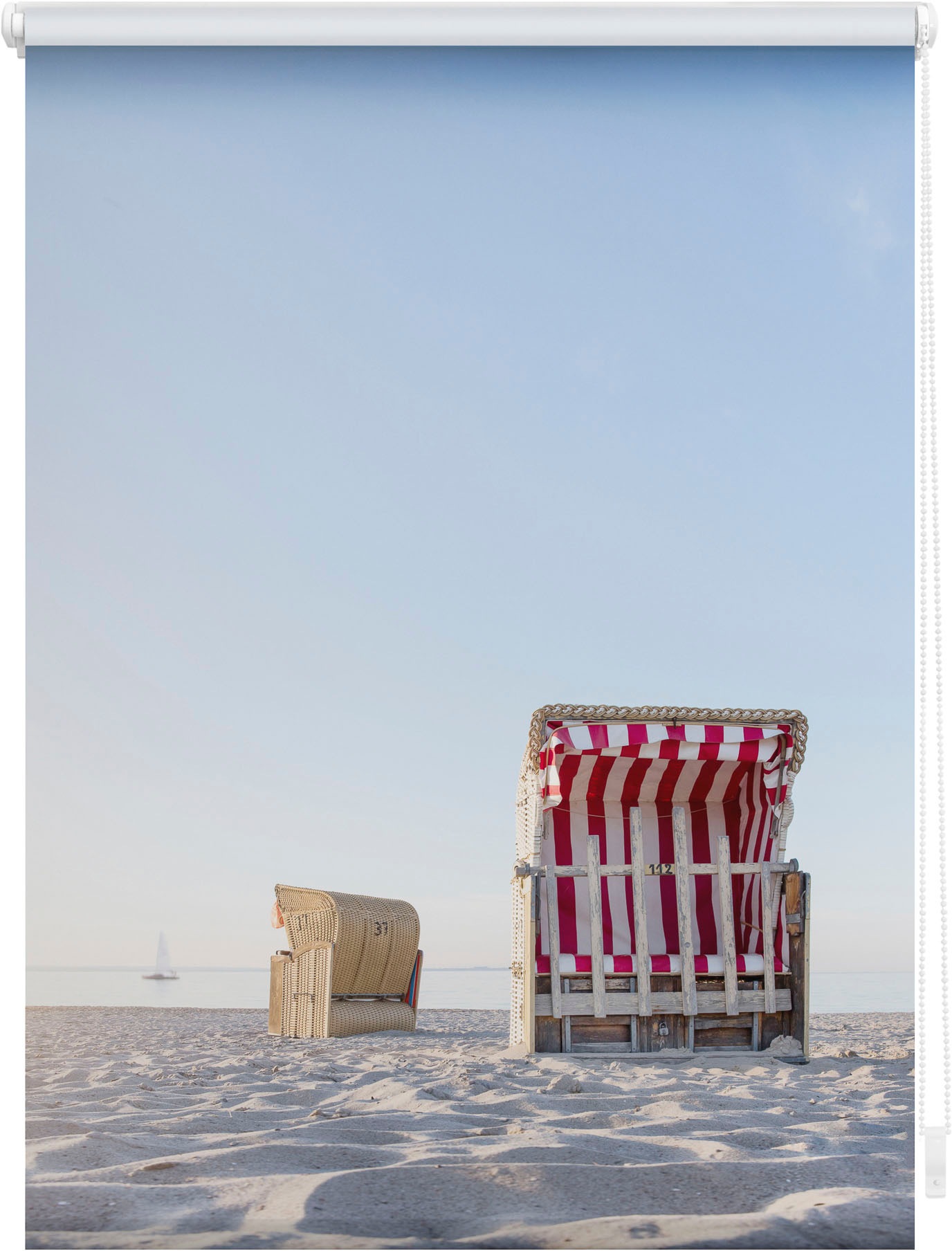 LICHTBLICK ORIGINAL Store à tirage latéral »Rollo Klemmfix, ohne Bohren, blickdicht, Strandkorb gestreift« blickdicht freihängend