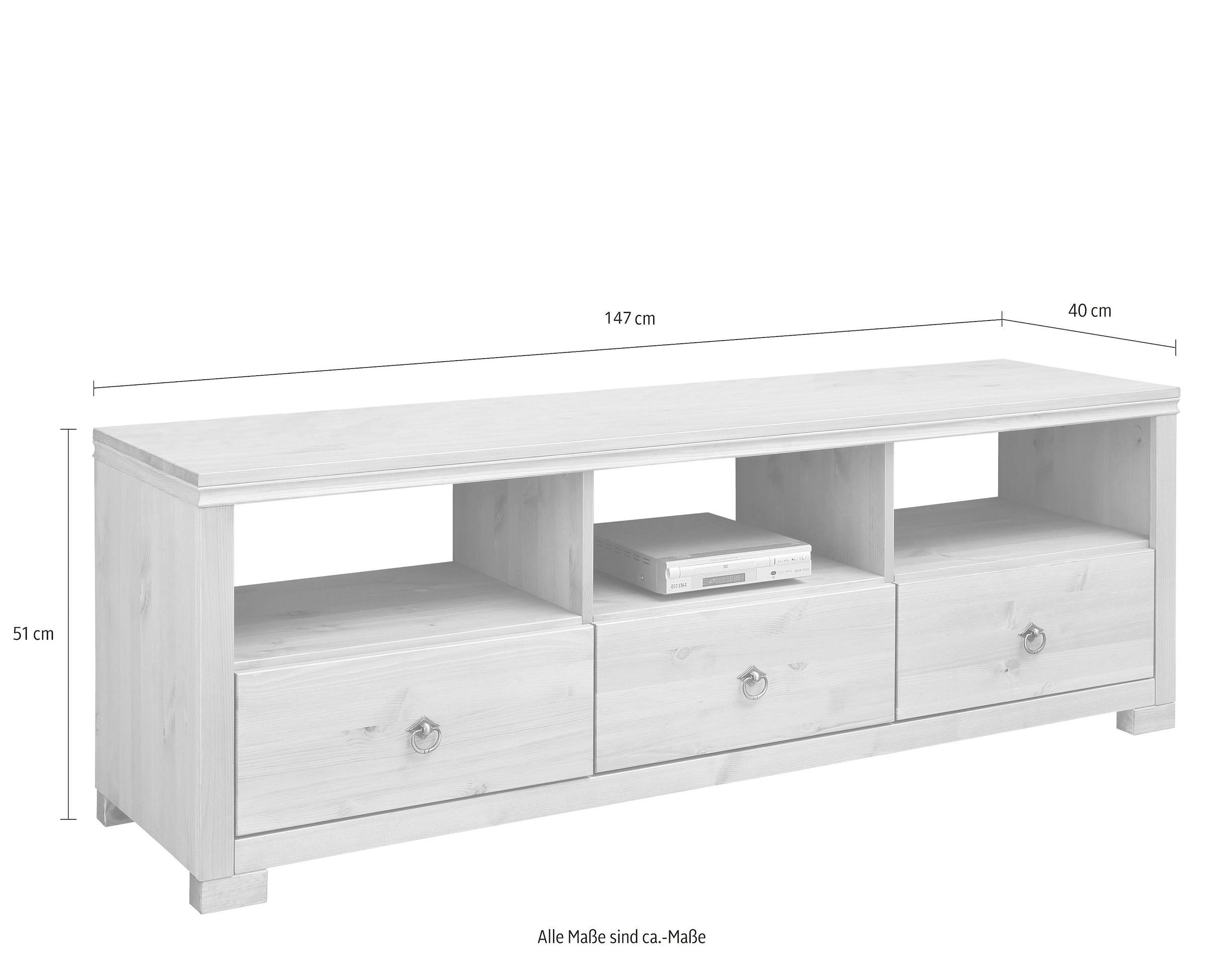 GOODproduct Tableau TV »Gotland« Breite 147 cm, mit Schubladen und offenen Fächern, Massivholz, FSC®