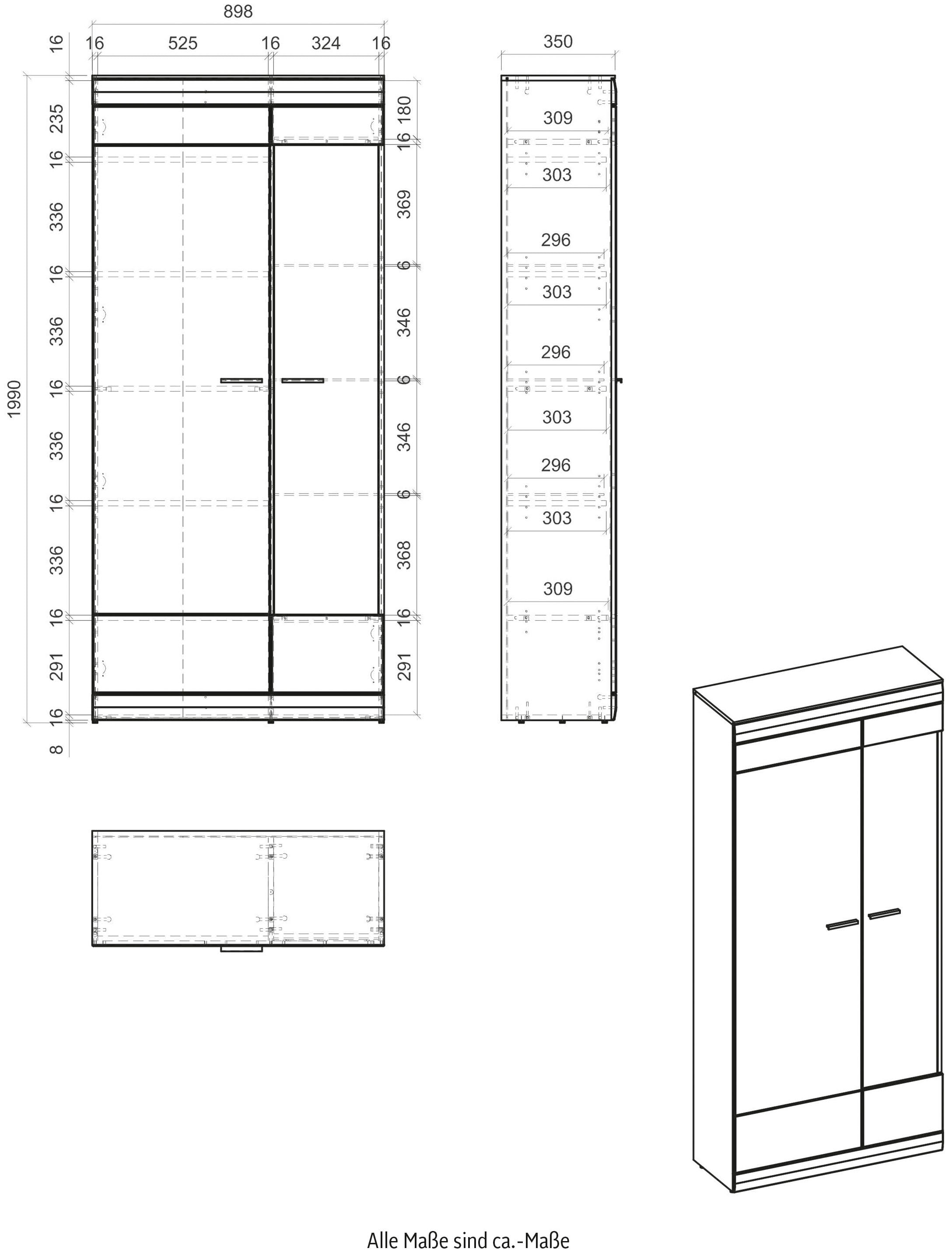 INOSIGN Vitrine »SCARA ohne Beleuchtung«, mit Applikation Zinneiche Dekor, Breite 90 cm, mit Softclose-Funktion