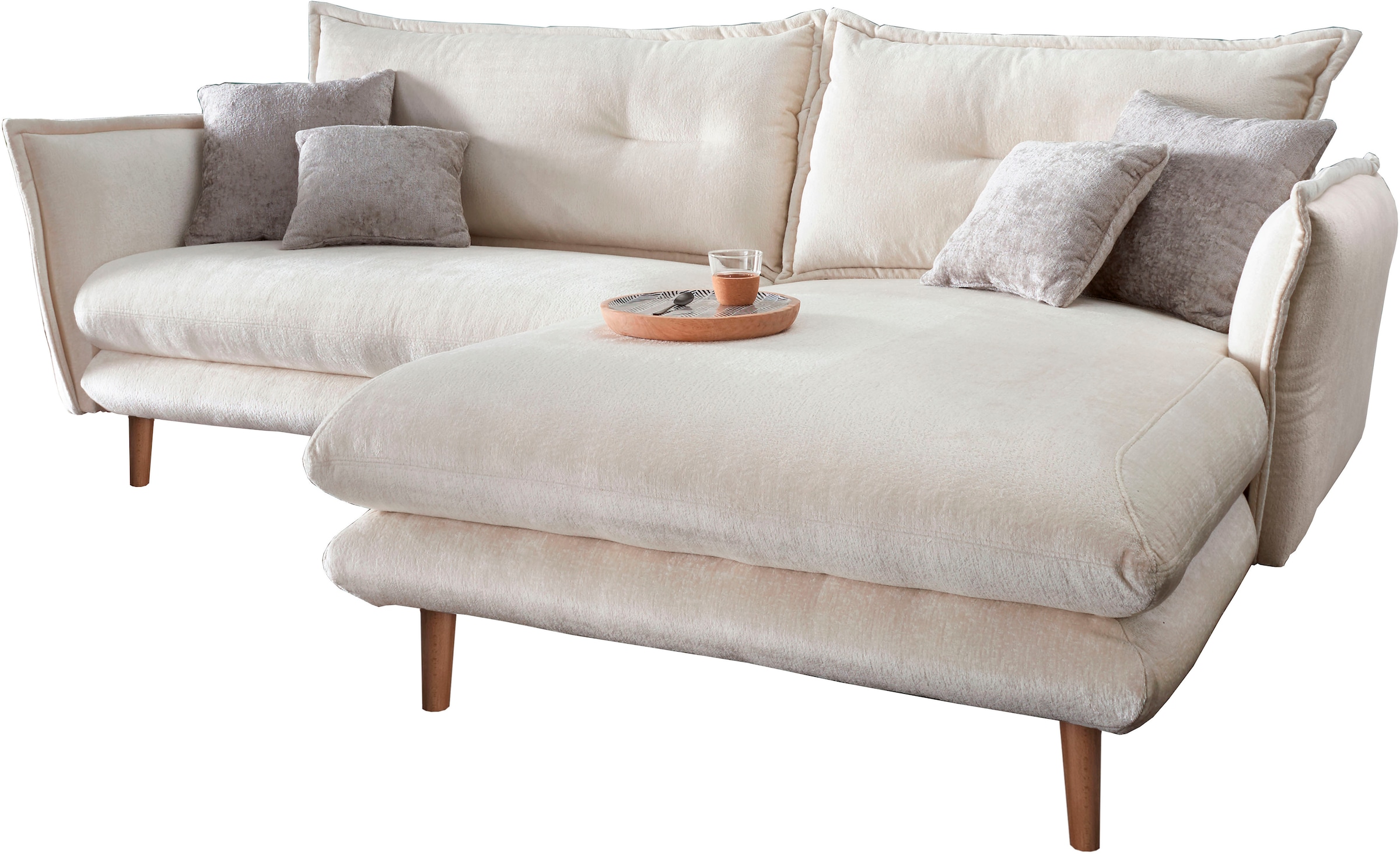 INOSIGN Ecksofa »Lazio modern und bequem, schmale Armlehnen, tolle Detailverarbeitung«, zwei verschiedene Fussfarben wählbar