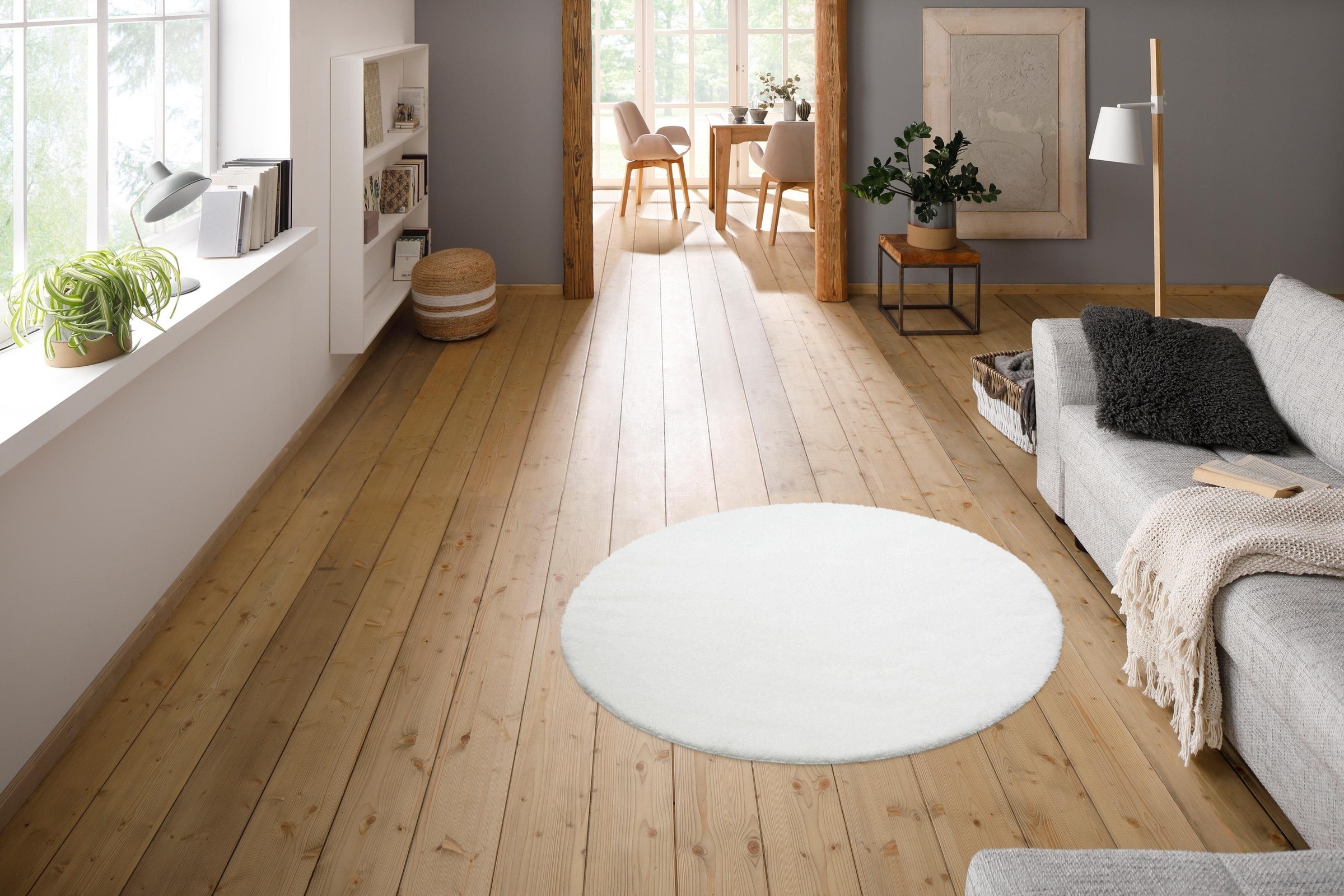 my home Hochflor-Teppich »Malin«, rund, 43 mm Höhe, Uni-Farben, leicht glänzend, besonders flauschig durch Mikrofaser