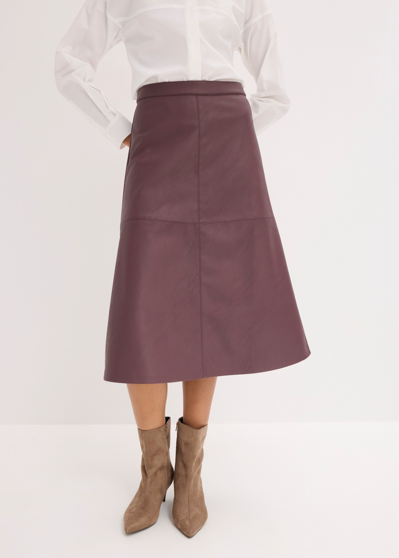 Image of bonprix Midirock aus Lederimitat, Regular Fit, Midi-Länge, eleganter Stil