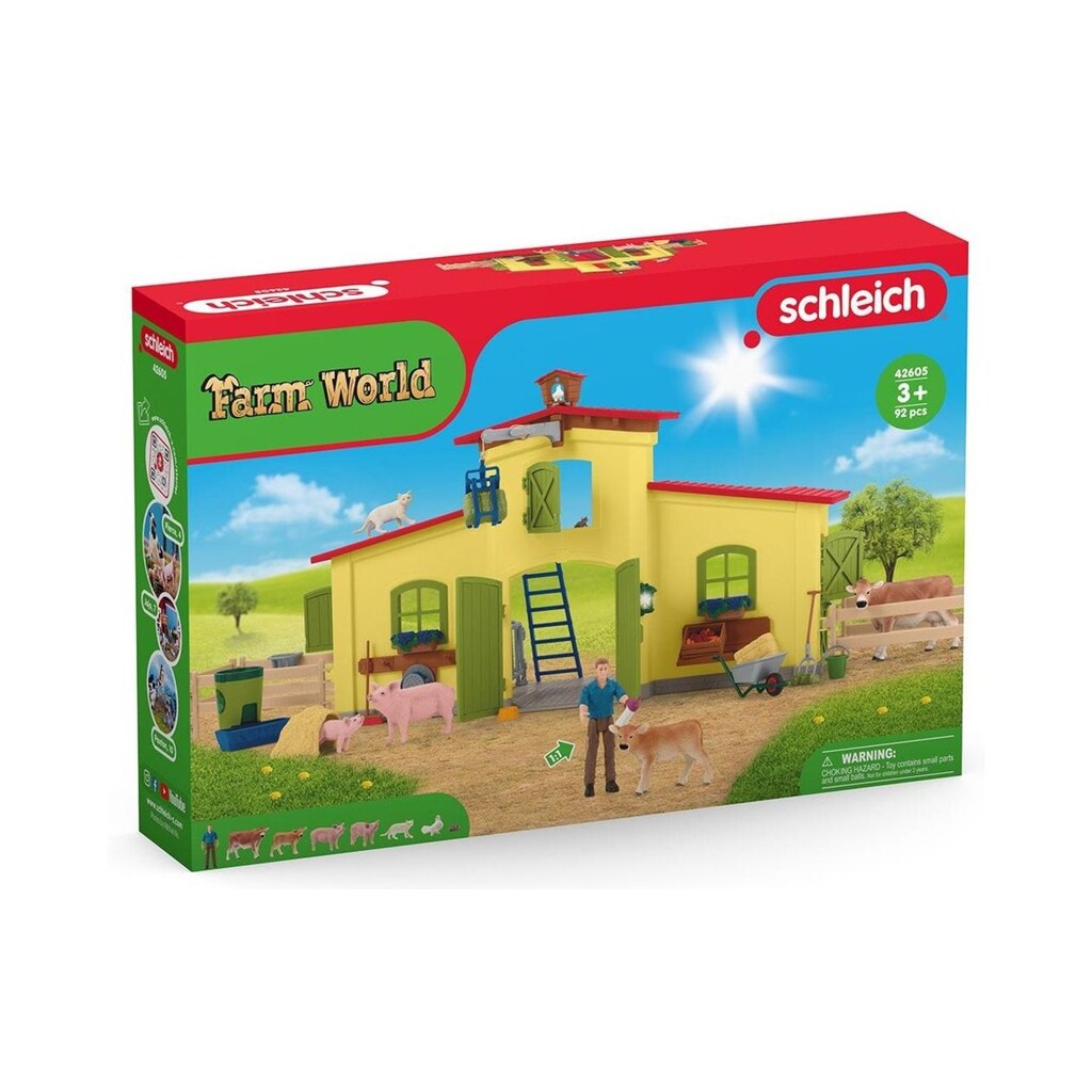 Schleich® Spielfigur »Farm World Stall mit Tieren und Zubehör«