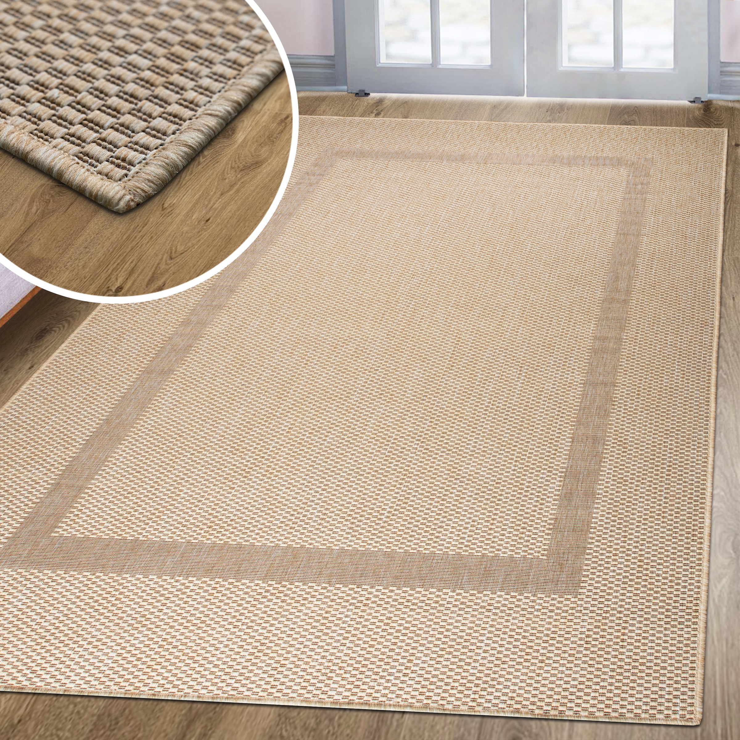 GOODproduct Teppich »Venedig Bordüre auch als Läufer erhältlich« rechteckig 3 mm Höhe In- und Outdoor geeignet, Sisal-Optik, Wetterfest & UV-beständig