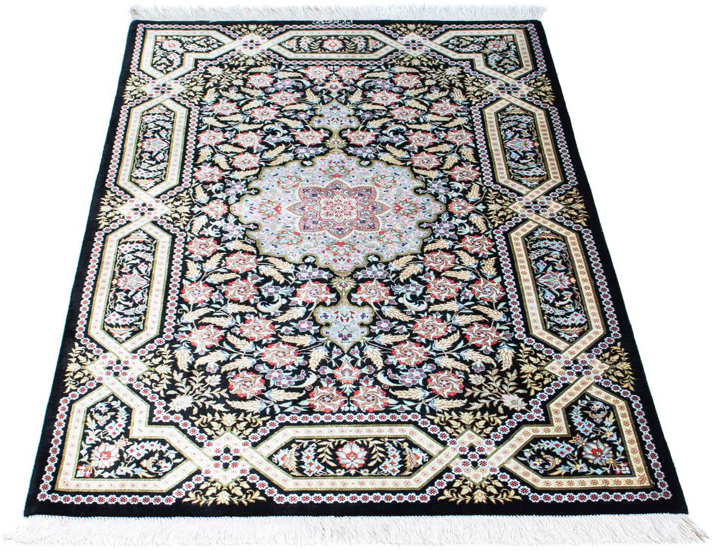 Image of morgenland Orientteppich »Perser - Ghom - 124 x 79 cm - dunkelblau«, rechteckig, 10 mm Höhe, Wohnzimmer, Handgeknüpft, Einzelstück mit Zertifikat bei Ackermann Versand Schweiz