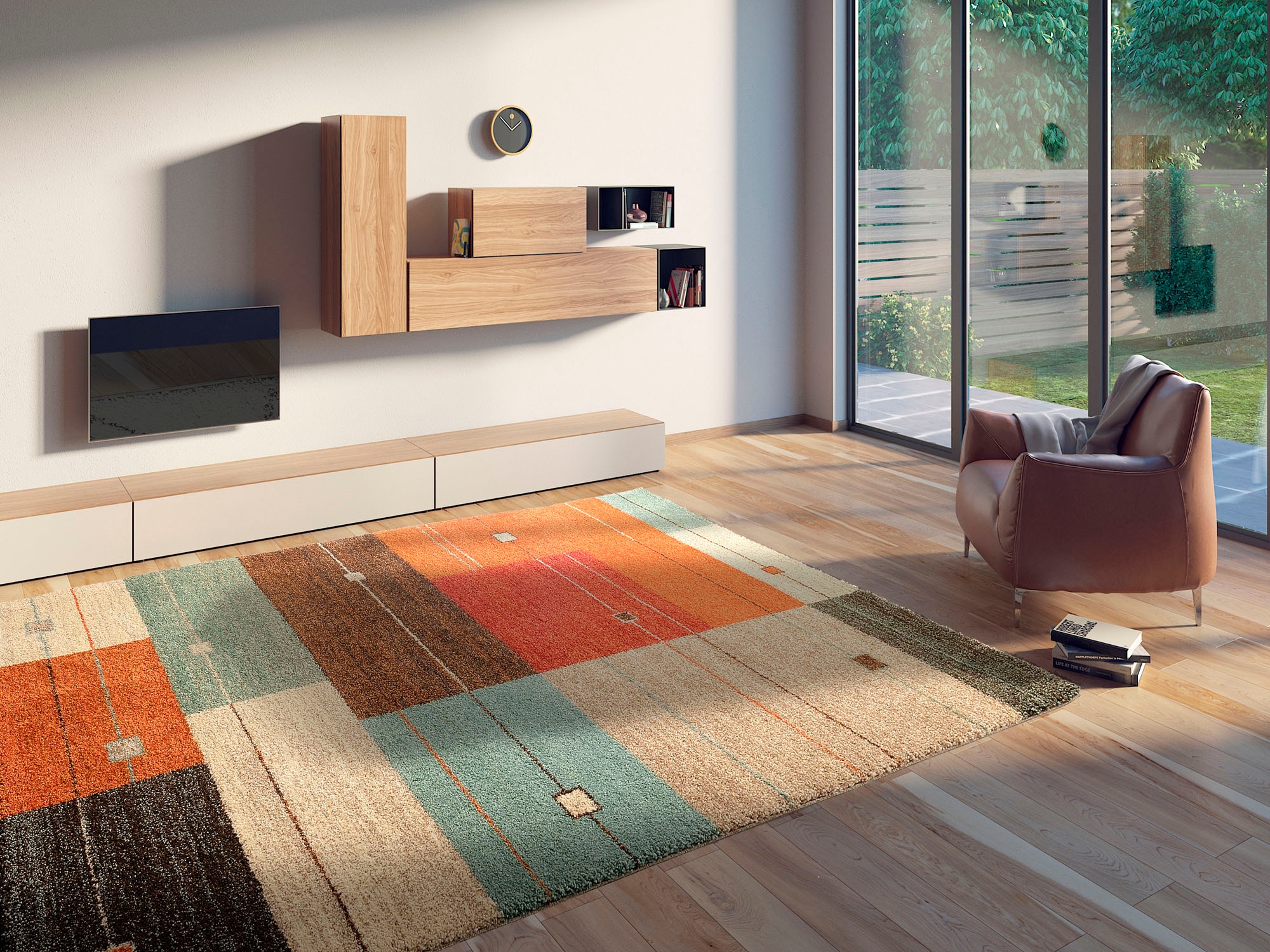 Image of OCI DIE TEPPICHMARKE Teppich "CASTLE MODENA, auch als Läufer erhältlich" rechteckig 20 mm Höhe dichter Frisé Kurzflor, kariert, Wohnzimmer, Schlafzimmer