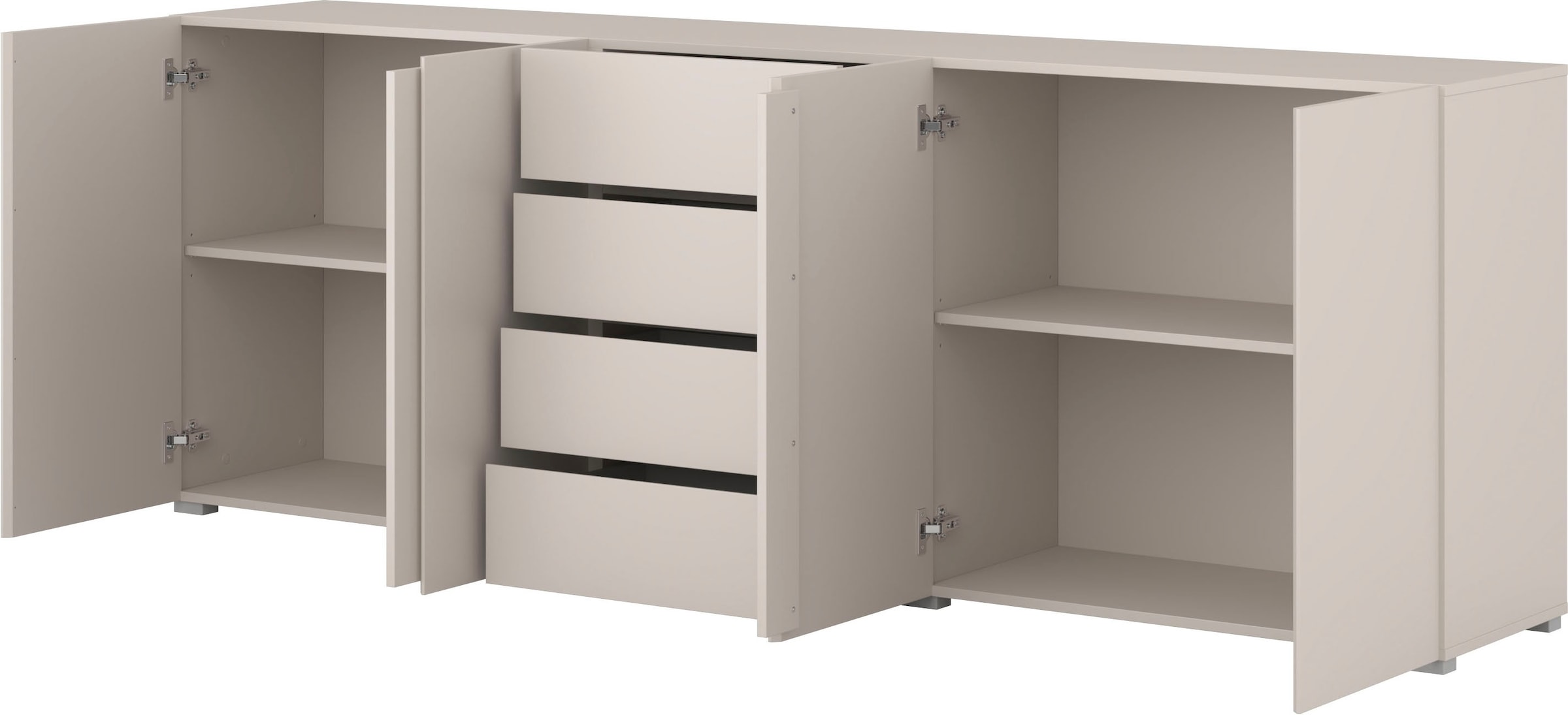 GOODproduct Sideboard »Metric,Breite 222 cm, grifflose Kommode 4 Türen/4 Schubkästen« Schubladenschrank mit viel Stauraum, Einlegeböden verstellbar