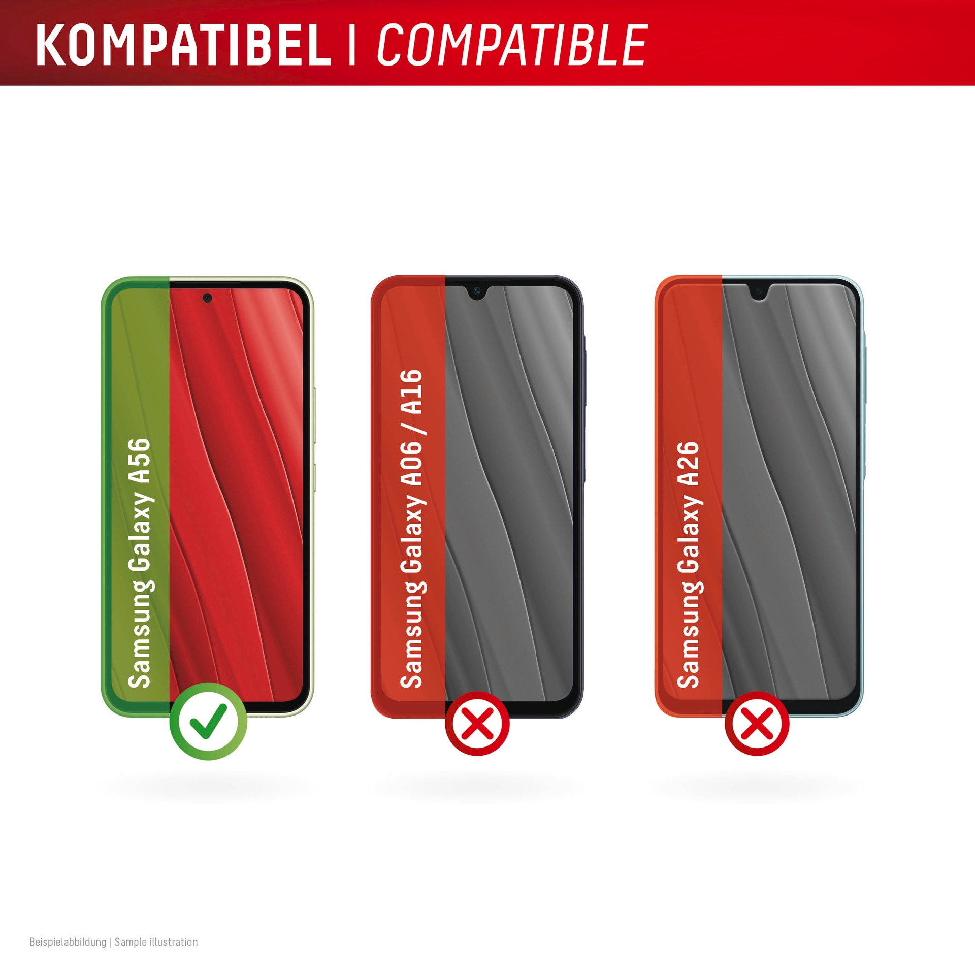 Displex Displayschutzglas »Real Glass Screen Protector inkl. Case«, für Samsung Galaxy A56 5G, Displayschutzfolie, Schutzfolie, Bildschirmschutz, kratz- & stossfest