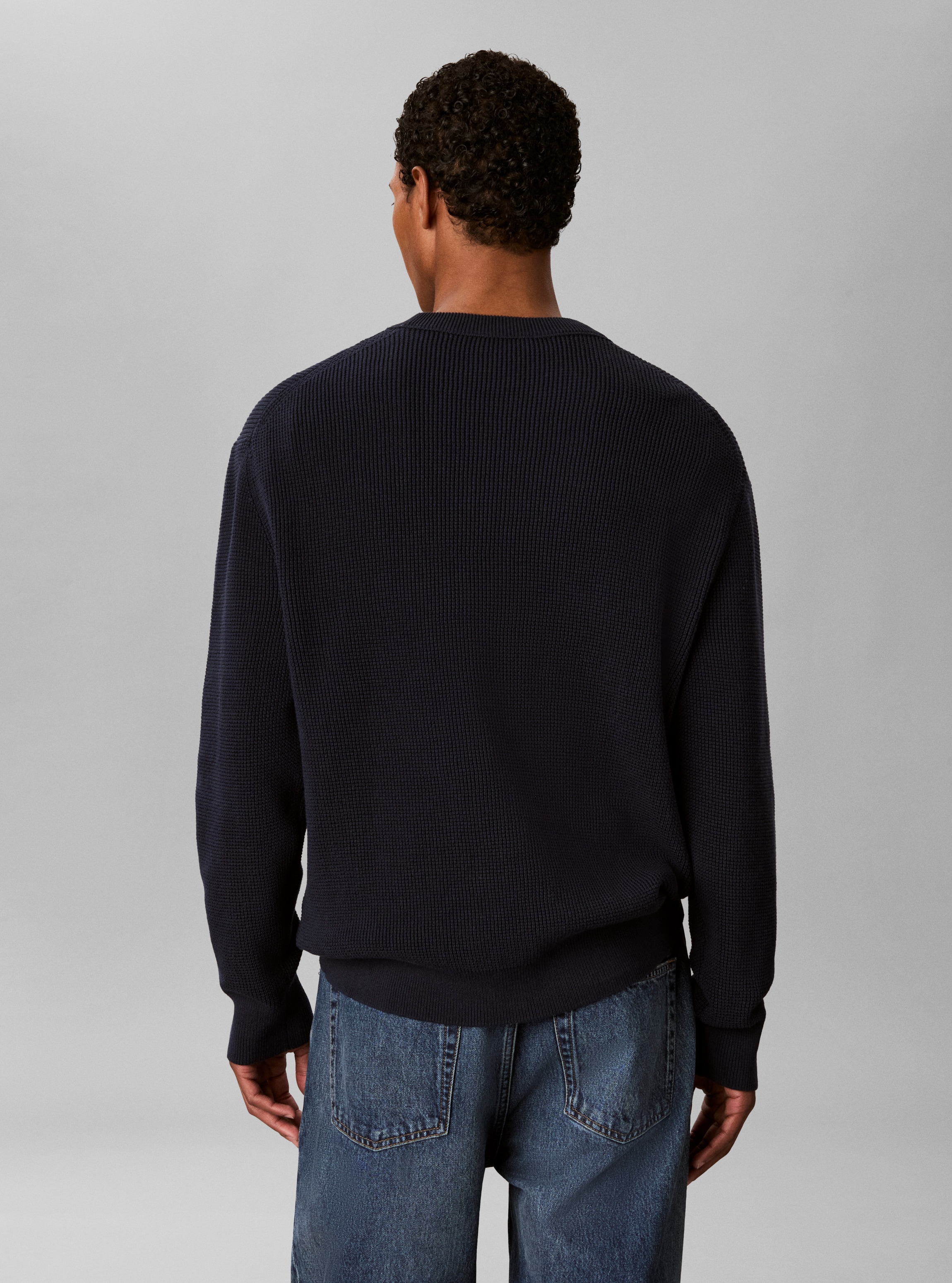 Calvin Klein Jeans Pull en tricot maille structurée, coupe régulière