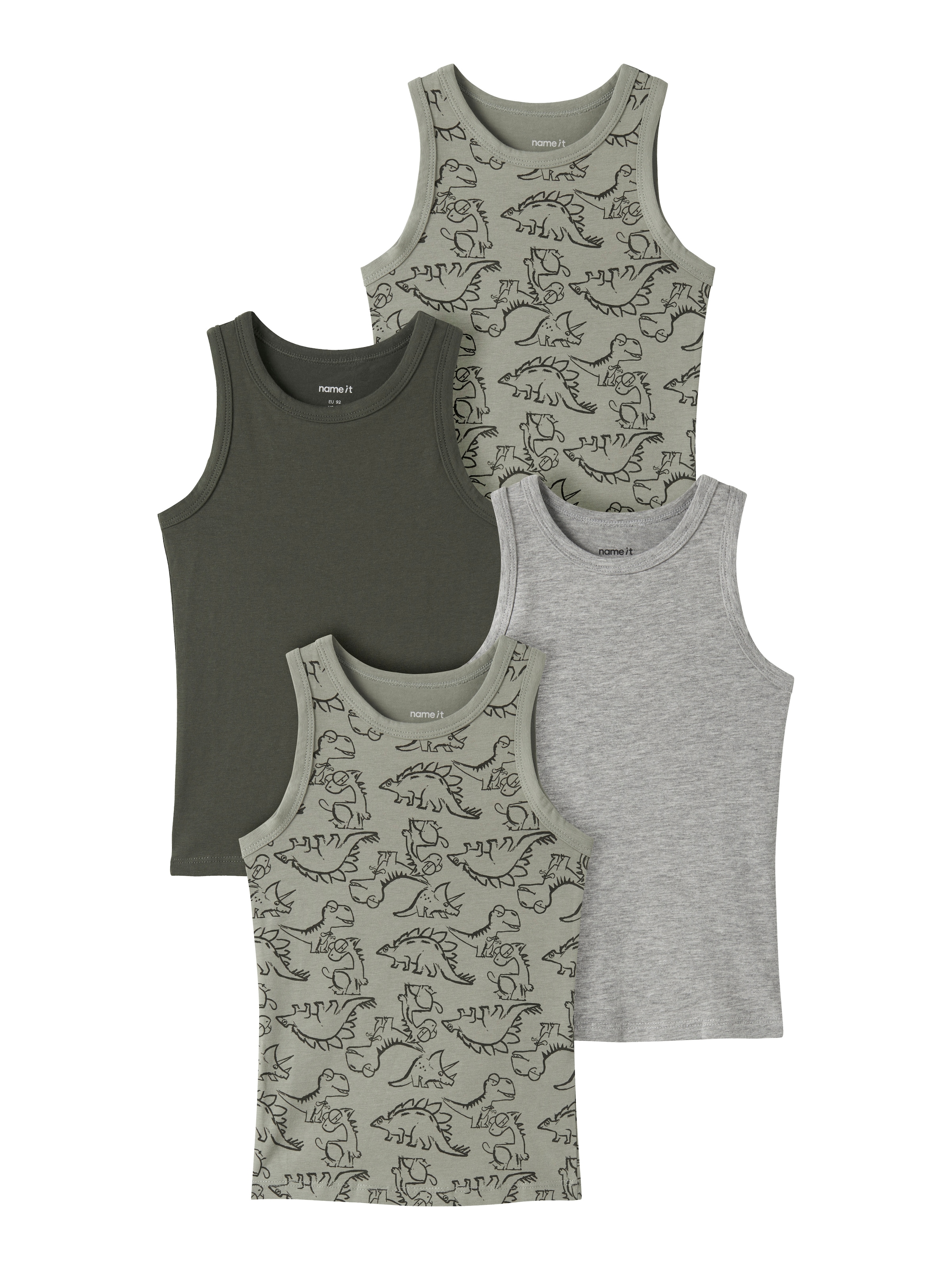 Name It Sous-chemise »NKMTANK für Jungen mit Streifen im 4er-Pack« Paquet, 4 cuis rayé, décontracté, coupe régulière, mélange coton, col rond