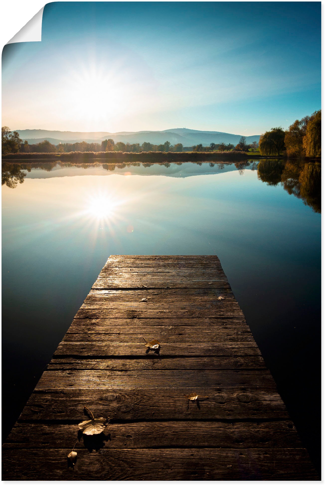 Image of Artland Wandbild »Steg mit Brockenblick«, Seebilder, (1 St.), in vielen Grössen & Produktarten - Alubild / Outdoorbild für den Aussenbereich, Leinwandbild, Poster, Wandaufkleber / Wandtattoo auch für Badezimmer geeignet bei Ackermann Versand Schweiz