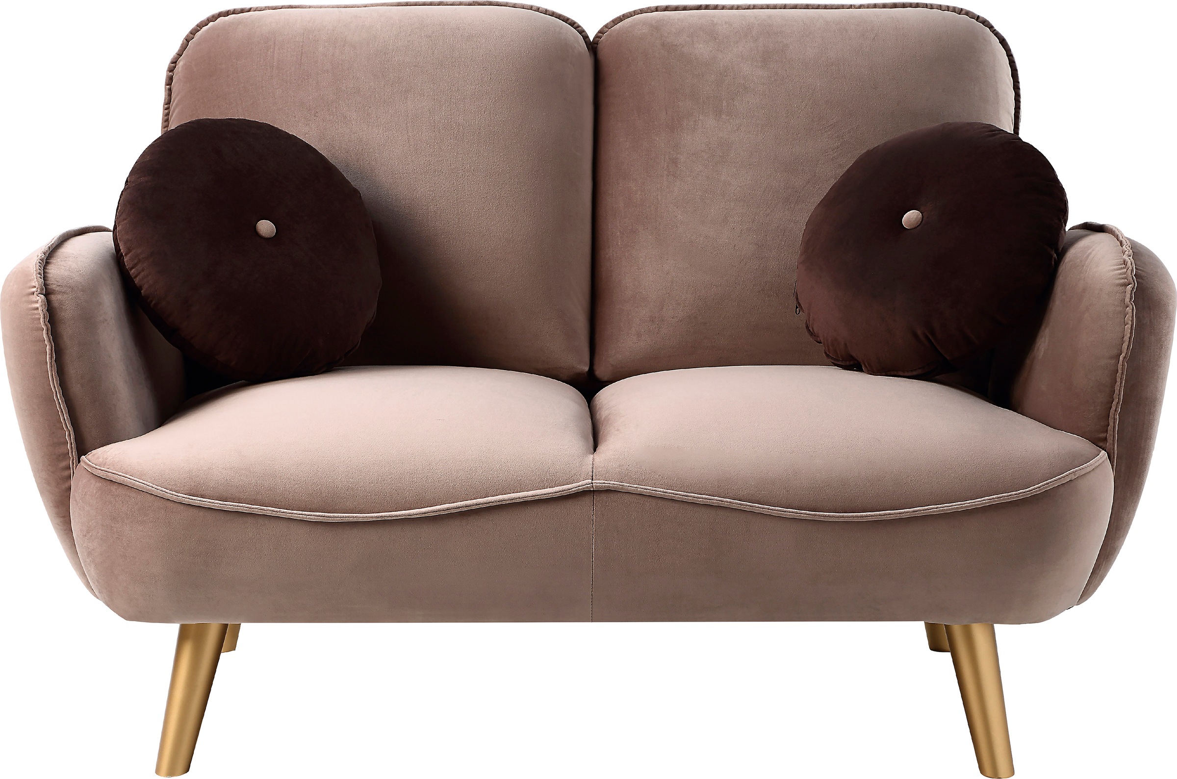 Image of ATLANTIC home collection 2-Sitzer "Ben" mit Welleunterfederung,inkl. 2 Dekokissen, goldenen Massivholzfüssen